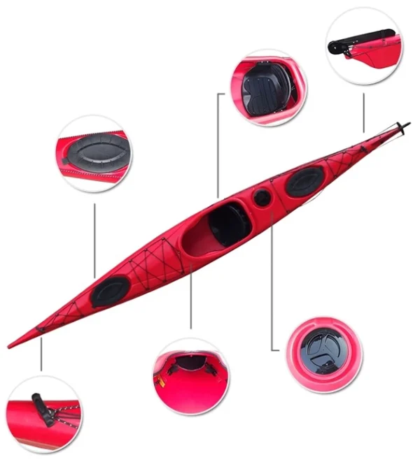 Caiac sport turistic cu un loc – 505 cm, cu cârmă și pedale reglabile