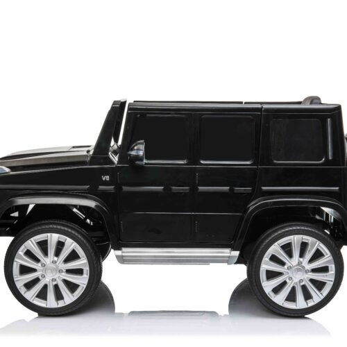 Mașinuță electrică de jucărie Mercedes G500 12V, negru, telecomandă 2.4 GHz, intrare USB/SD, suspensie, baterie litiu, lumini LED, licență ORIGINALĂ