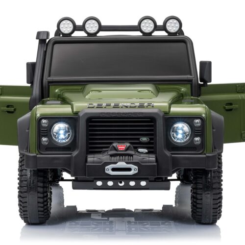 Maşinuţa electrica copii Land Rover Defender 110 SVX 12V, verde, tracțiune 4X4, lumini LED, suspensii față și spate, telecomandă 2.4 GHz, intrare USB/Aux, Bluetooth, baterie litiu, motor 4 X 25W, licență ORIGINALĂ
