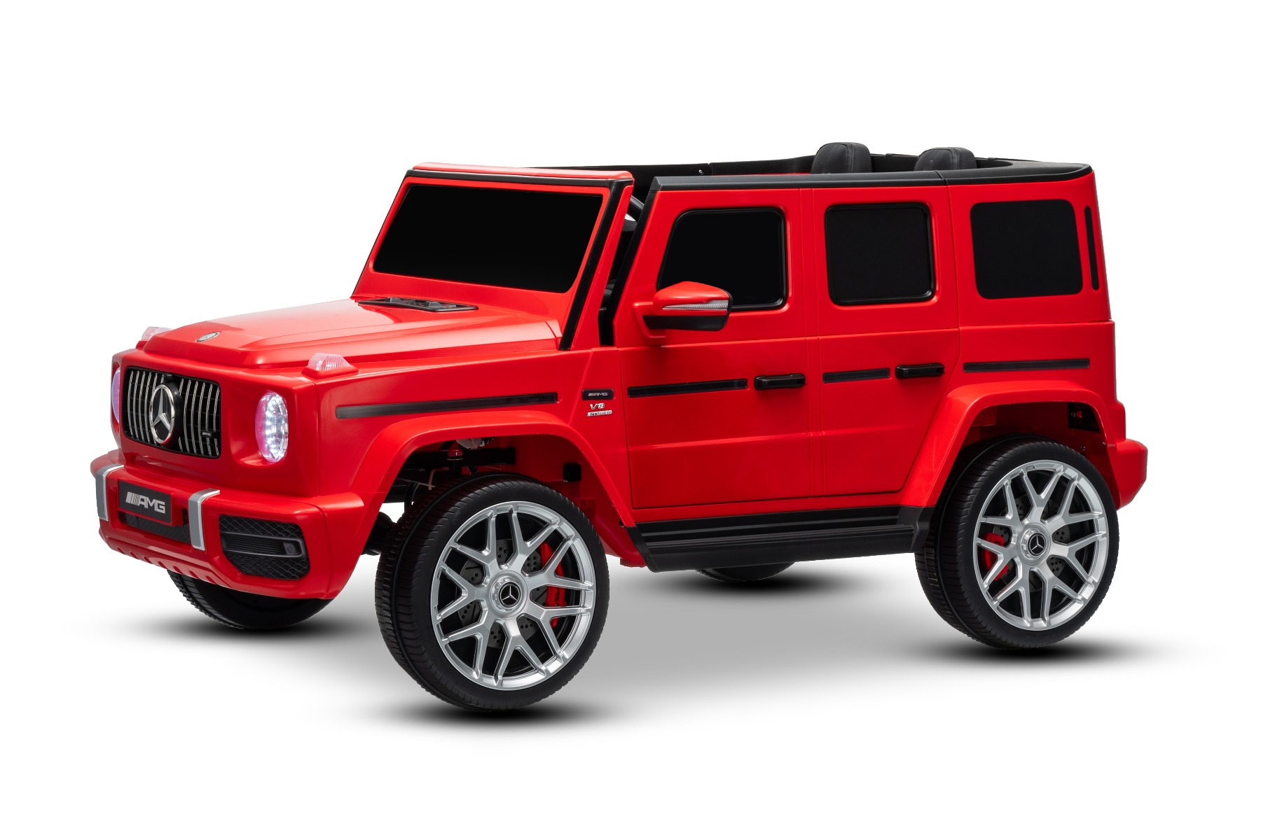 Mașină electrică de jucărie Mercedes-Benz G63 AMG 4x4 cu două locuri, roșu, player MP3 cu conexiune USB/AUX și Bluetooth, tractiune 4x4, baterie litiu, roti EVA cu suspensie, scaune din piele artificială, telecomandă, licentă originală - imagine 7