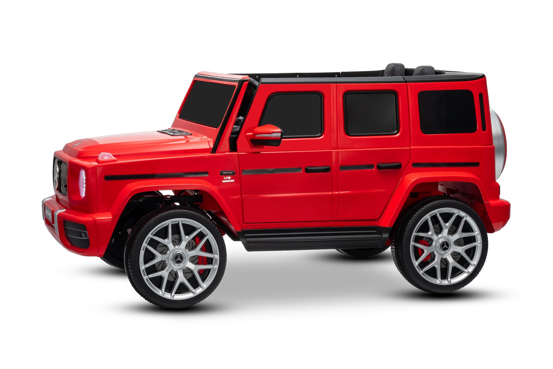Mașină electrică de jucărie Mercedes-Benz G63 AMG 4x4 cu două locuri, roșu, player MP3 cu conexiune USB/AUX și Bluetooth, tractiune 4x4, baterie litiu, roti EVA cu suspensie, scaune din piele artificială, telecomandă, licentă originală - imagine 9