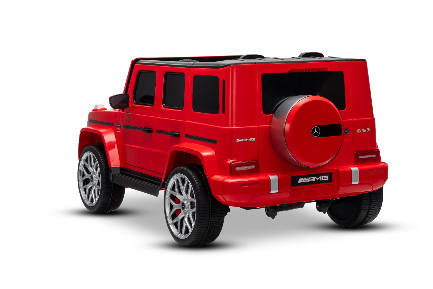 Mașină electrică de jucărie Mercedes-Benz G63 AMG 4x4 cu două locuri, roșu, player MP3 cu conexiune USB/AUX și Bluetooth, tractiune 4x4, baterie litiu, roti EVA cu suspensie, scaune din piele artificială, telecomandă, licentă originală - imagine 20