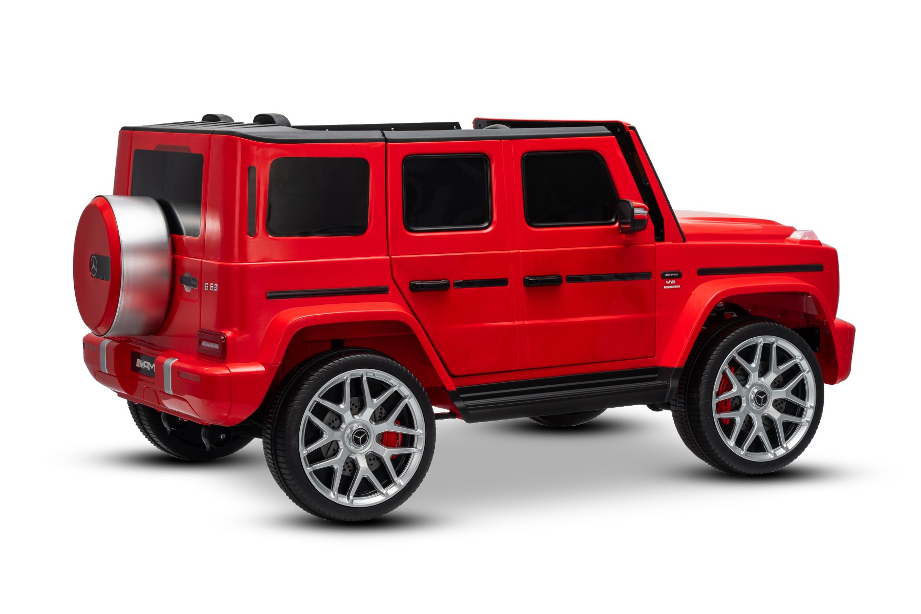 Mașină electrică de jucărie Mercedes-Benz G63 AMG 4x4 cu două locuri, roșu, player MP3 cu conexiune USB/AUX și Bluetooth, tractiune 4x4, baterie litiu, roti EVA cu suspensie, scaune din piele artificială, telecomandă, licentă originală - imagine 28