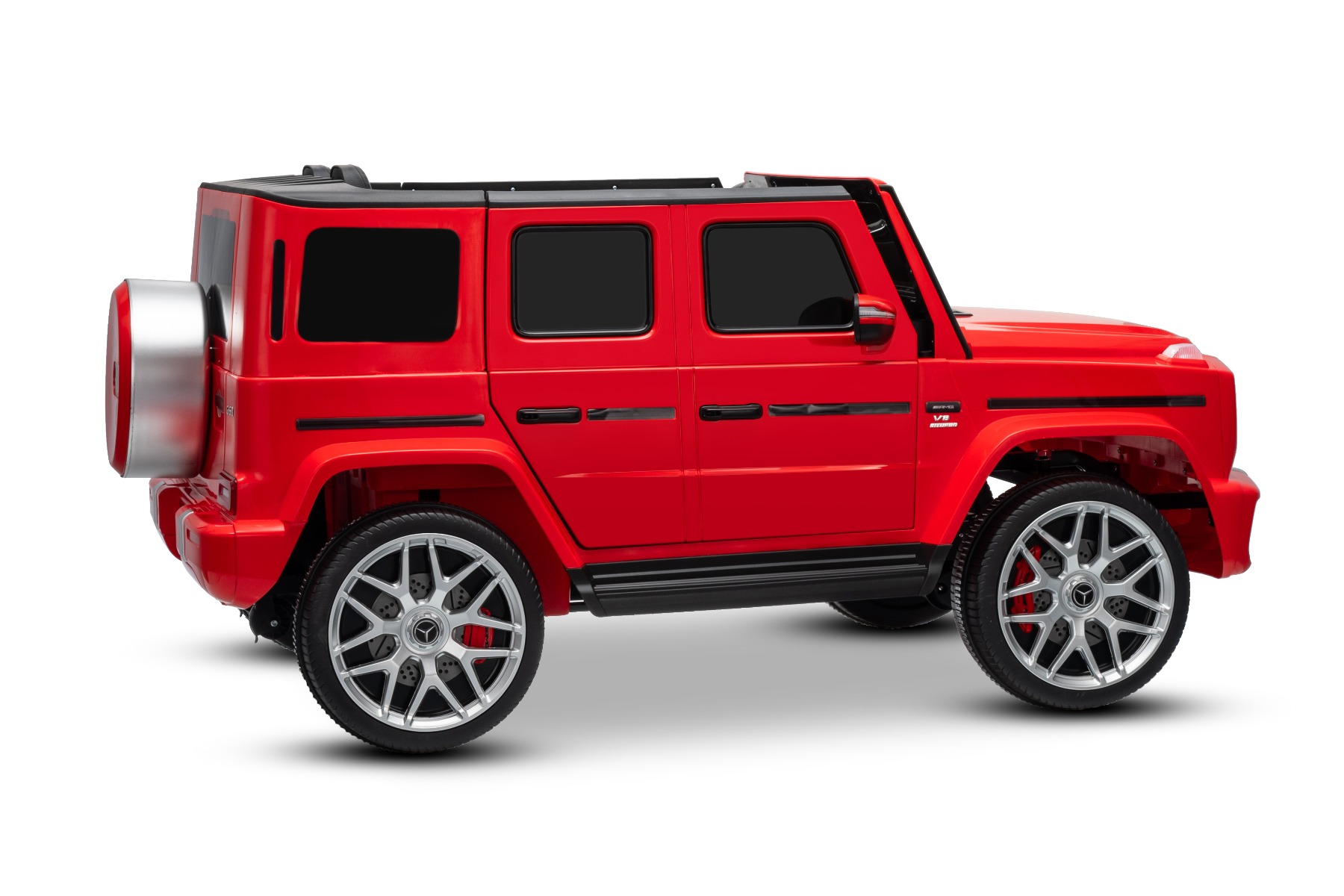 Mașină electrică de jucărie Mercedes-Benz G63 AMG 4x4 cu două locuri, roșu, player MP3 cu conexiune USB/AUX și Bluetooth, tractiune 4x4, baterie litiu, roti EVA cu suspensie, scaune din piele artificială, telecomandă, licentă originală - imagine 29