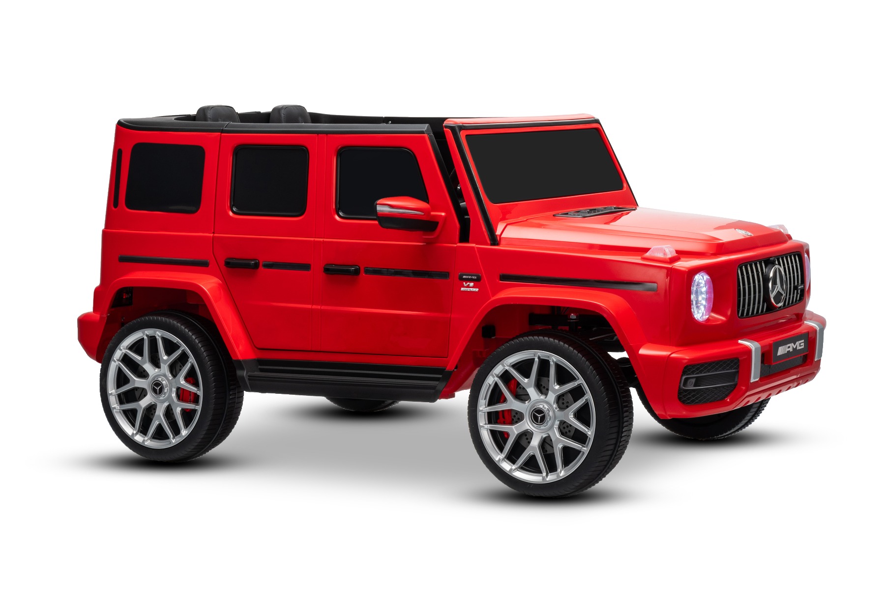 Mașină electrică de jucărie Mercedes-Benz G63 AMG 4x4 cu două locuri, roșu, player MP3 cu conexiune USB/AUX și Bluetooth, tractiune 4x4, baterie litiu, roti EVA cu suspensie, scaune din piele artificială, telecomandă, licentă originală - imagine 32