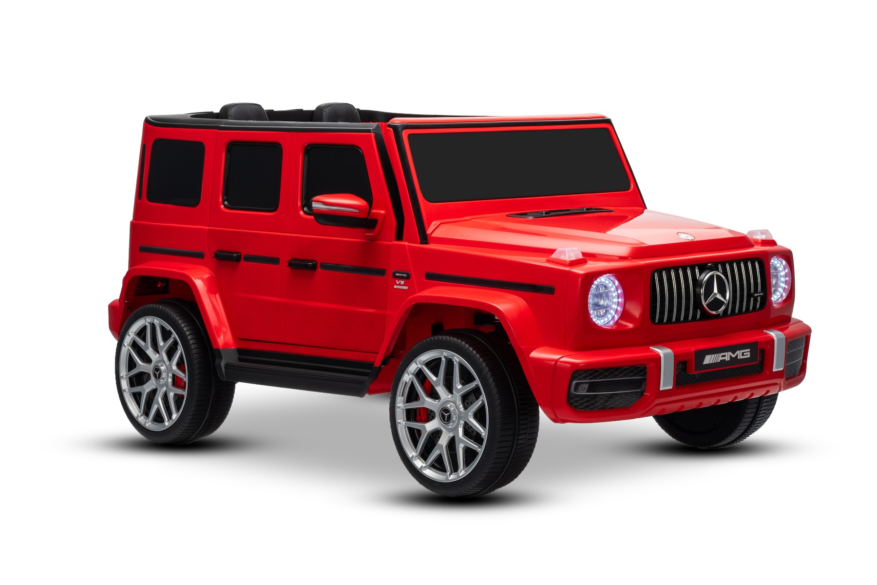 Mașină electrică de jucărie Mercedes-Benz G63 AMG 4x4 cu două locuri, roșu, player MP3 cu conexiune USB/AUX și Bluetooth, tractiune 4x4, baterie litiu, roti EVA cu suspensie, scaune din piele artificială, telecomandă, licentă originală - imagine 33