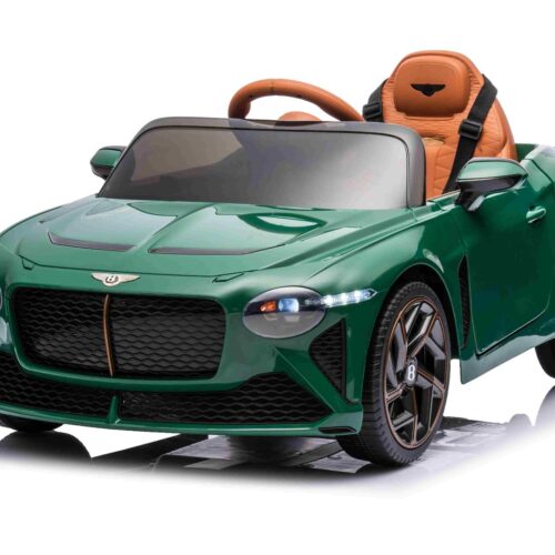 Mașinuță electrică de jucărie Bentley Bacalar 12V, verde, Uși care se deschid vertical, Telecomandă 2.4 GHz, Lumini LED, Intrare USB/Aux, Suspensie, Baterie litiu, Motor 2 X 25W, Licență ORIGINALĂ