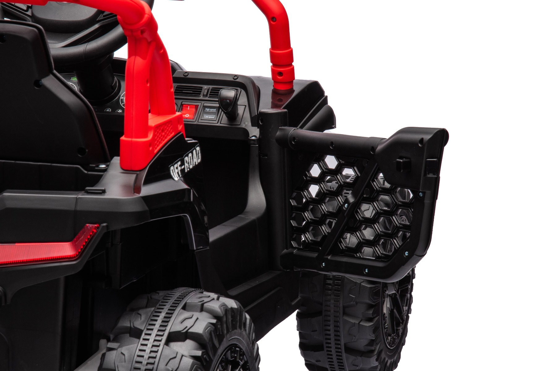 Mașină electrică copii UTV Small 12V, negru, Tracțiune spate, baterie 12V, Roți din plastic, banchetă dublă, Telecomandă 2,4 GHz, Un singur loc, MP3 player cu intrare USB/SD, Lumini LED - imagine 3