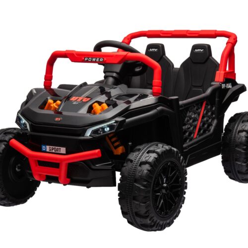 Mașină electrică copii UTV Small 12V, negru, Tracțiune spate, baterie 12V, Roți din plastic, banchetă dublă, Telecomandă 2,4 GHz, Un singur loc, MP3 player cu intrare USB/SD, Lumini LED
