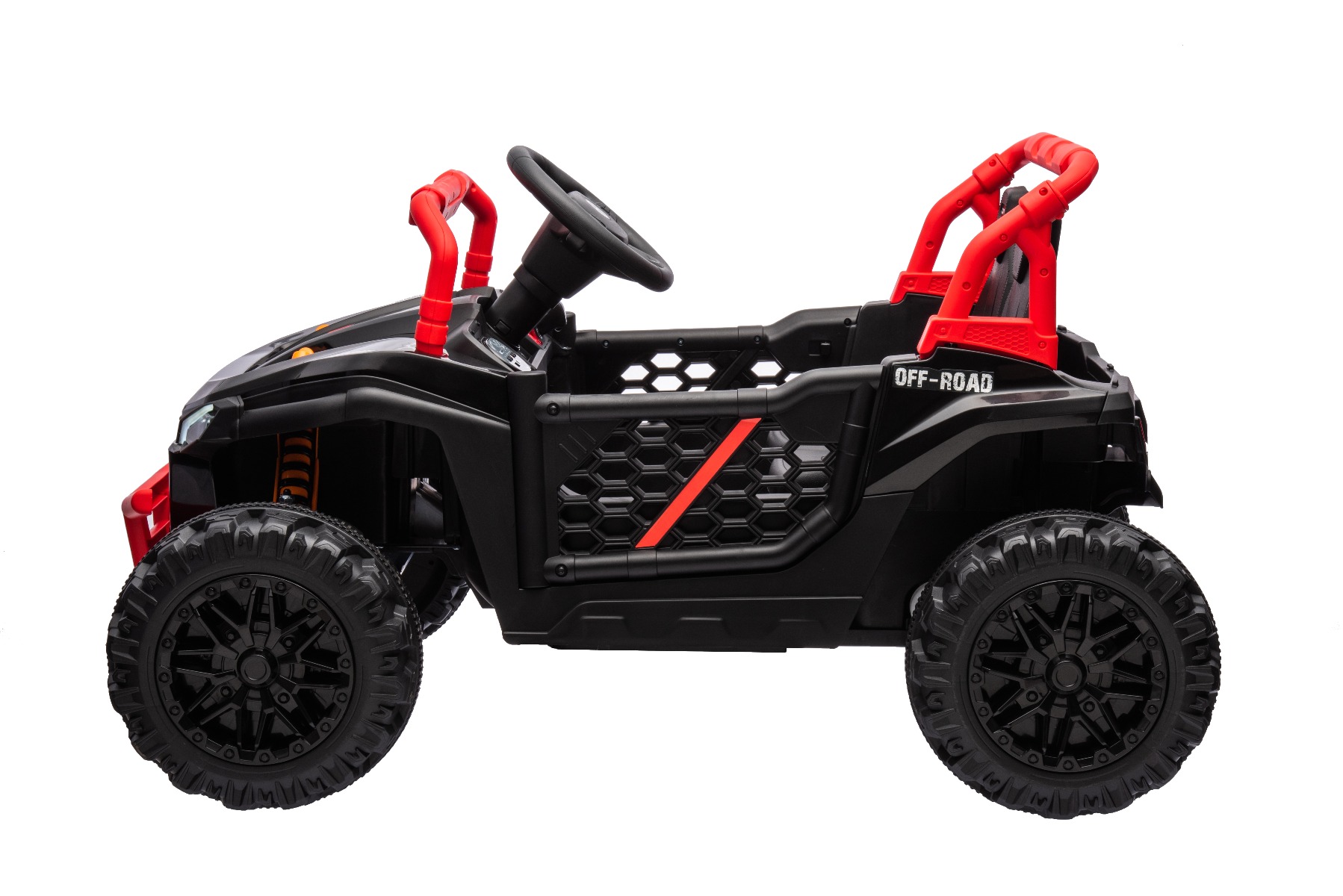 Mașină electrică copii UTV Small 12V, negru, Tracțiune spate, baterie 12V, Roți din plastic, banchetă dublă, Telecomandă 2,4 GHz, Un singur loc, MP3 player cu intrare USB/SD, Lumini LED - imagine 4