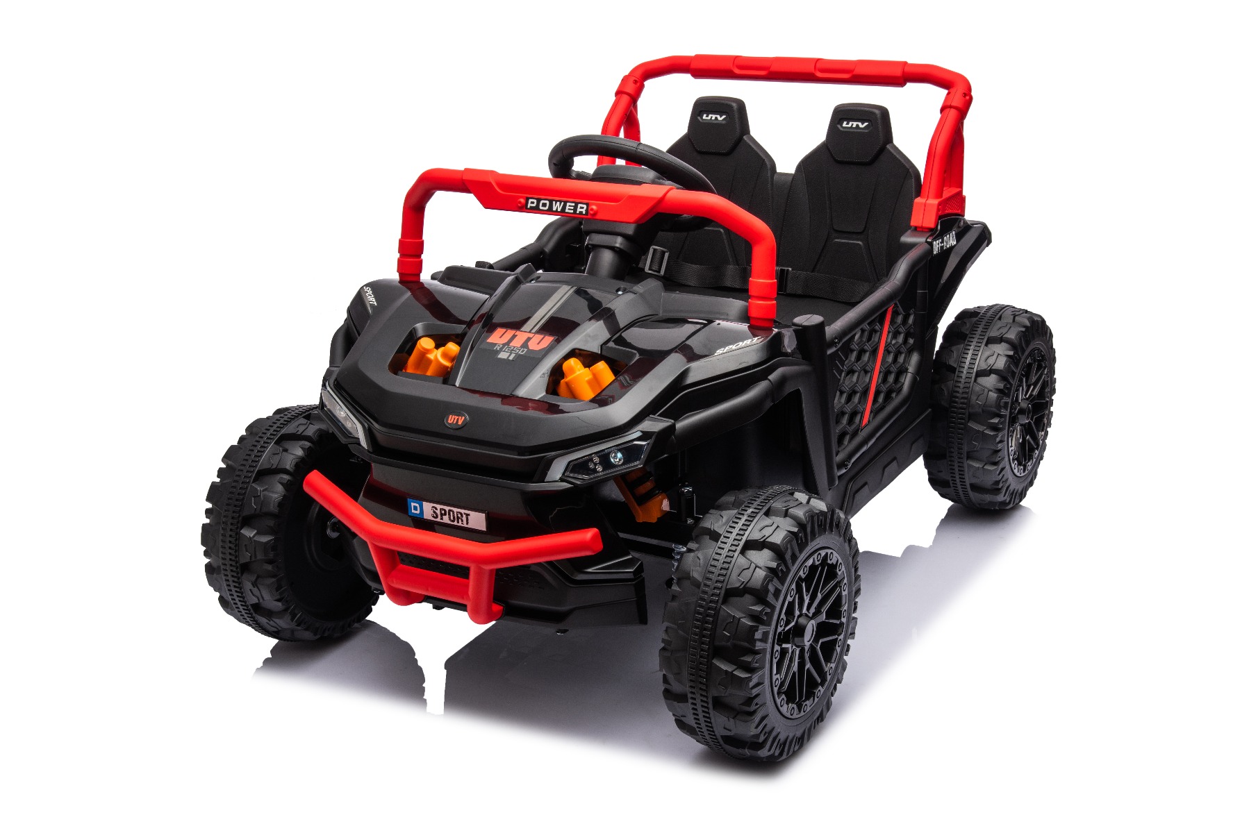 Mașină electrică copii UTV Small 12V, negru, Tracțiune spate, baterie 12V, Roți din plastic, banchetă dublă, Telecomandă 2,4 GHz, Un singur loc, MP3 player cu intrare USB/SD, Lumini LED - imagine 8
