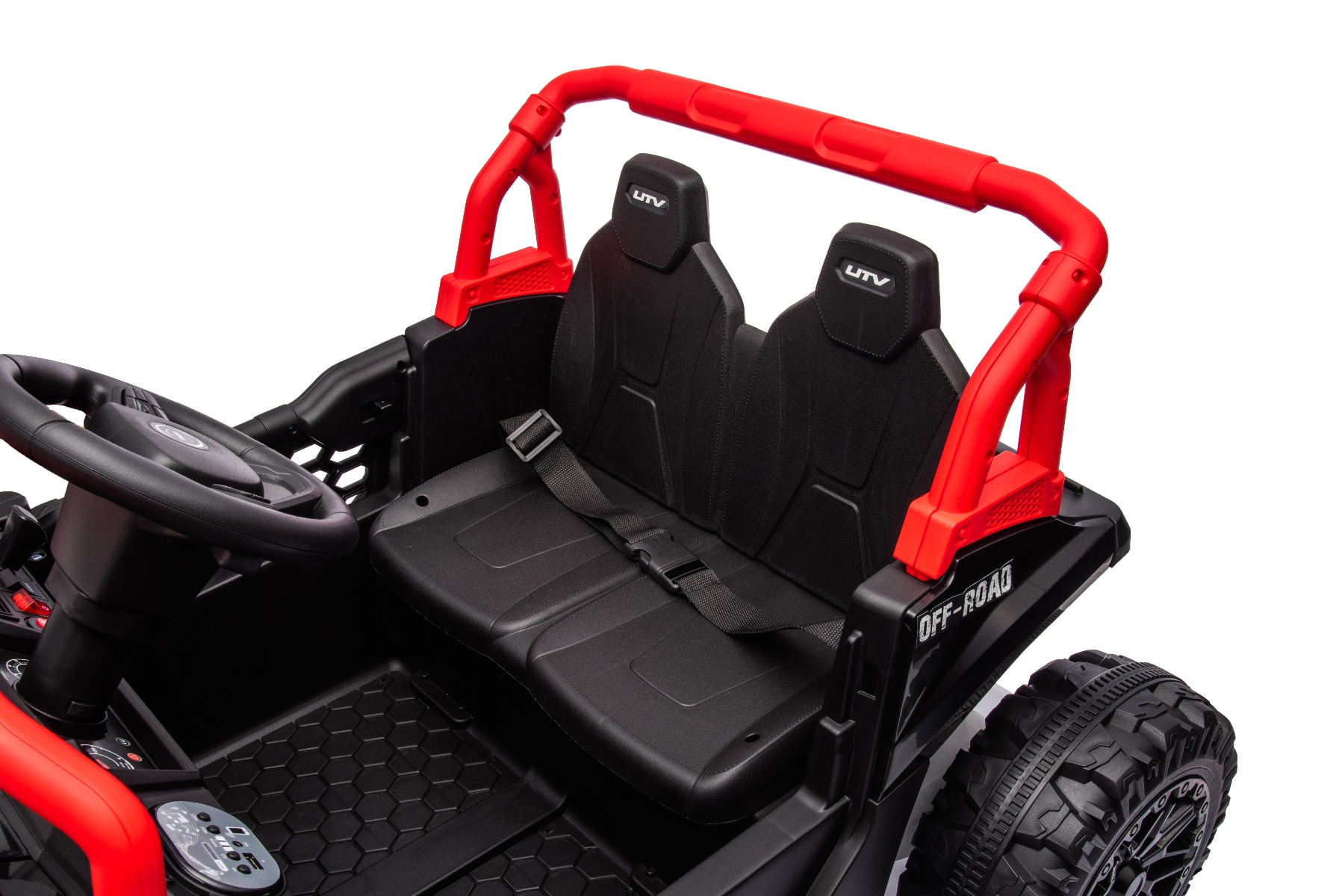 Mașină electrică copii UTV Small 12V, negru, Tracțiune spate, baterie 12V, Roți din plastic, banchetă dublă, Telecomandă 2,4 GHz, Un singur loc, MP3 player cu intrare USB/SD, Lumini LED - imagine 12