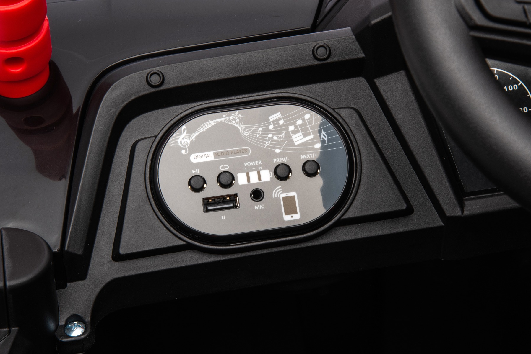 Mașină electrică copii UTV Small 12V, negru, Tracțiune spate, baterie 12V, Roți din plastic, banchetă dublă, Telecomandă 2,4 GHz, Un singur loc, MP3 player cu intrare USB/SD, Lumini LED - imagine 17