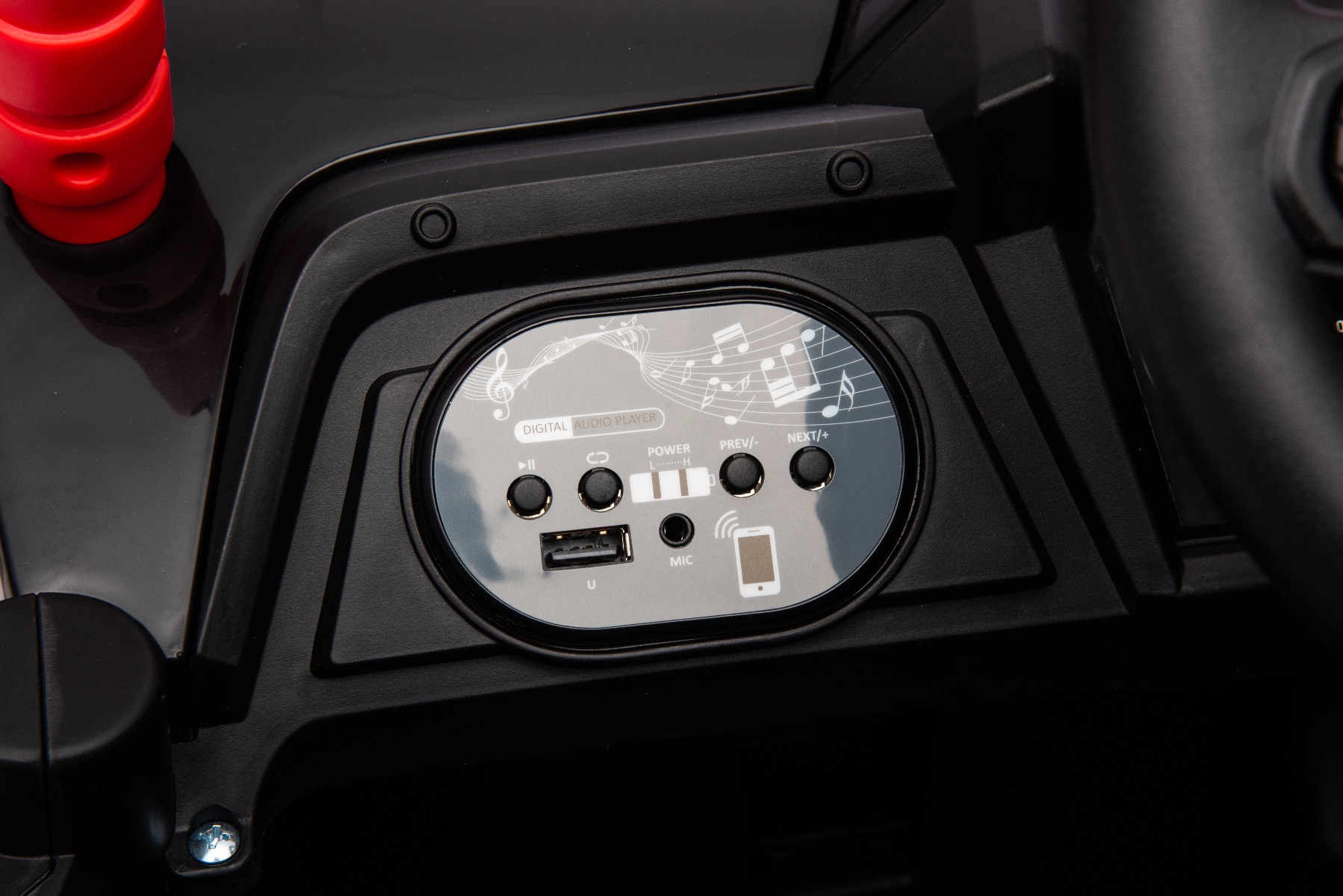 Mașină electrică copii UTV Small 12V, negru, Tracțiune spate, baterie 12V, Roți din plastic, banchetă dublă, Telecomandă 2,4 GHz, Un singur loc, MP3 player cu intrare USB/SD, Lumini LED - imagine 19