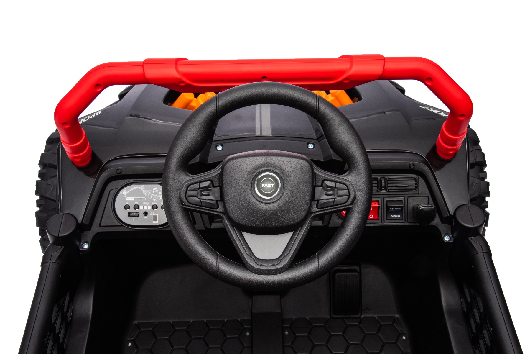 Mașină electrică copii UTV Small 12V, negru, Tracțiune spate, baterie 12V, Roți din plastic, banchetă dublă, Telecomandă 2,4 GHz, Un singur loc, MP3 player cu intrare USB/SD, Lumini LED - imagine 20