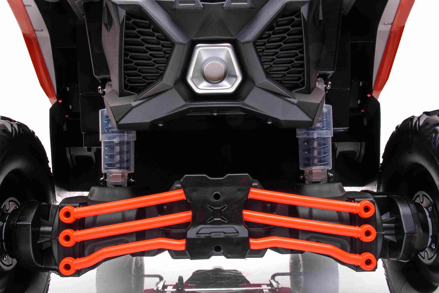 Mașină electrică copii Can-am Maverick 24V, negru, cu două locuri, suspensie spate, telecomandă 2,4 Ghz, Baterie litiu portabilă, 4 motoare de 200 W, roți EVA, scaune din piele, player MP3 cu intrare USB/SD, model cu licență - imagine 10