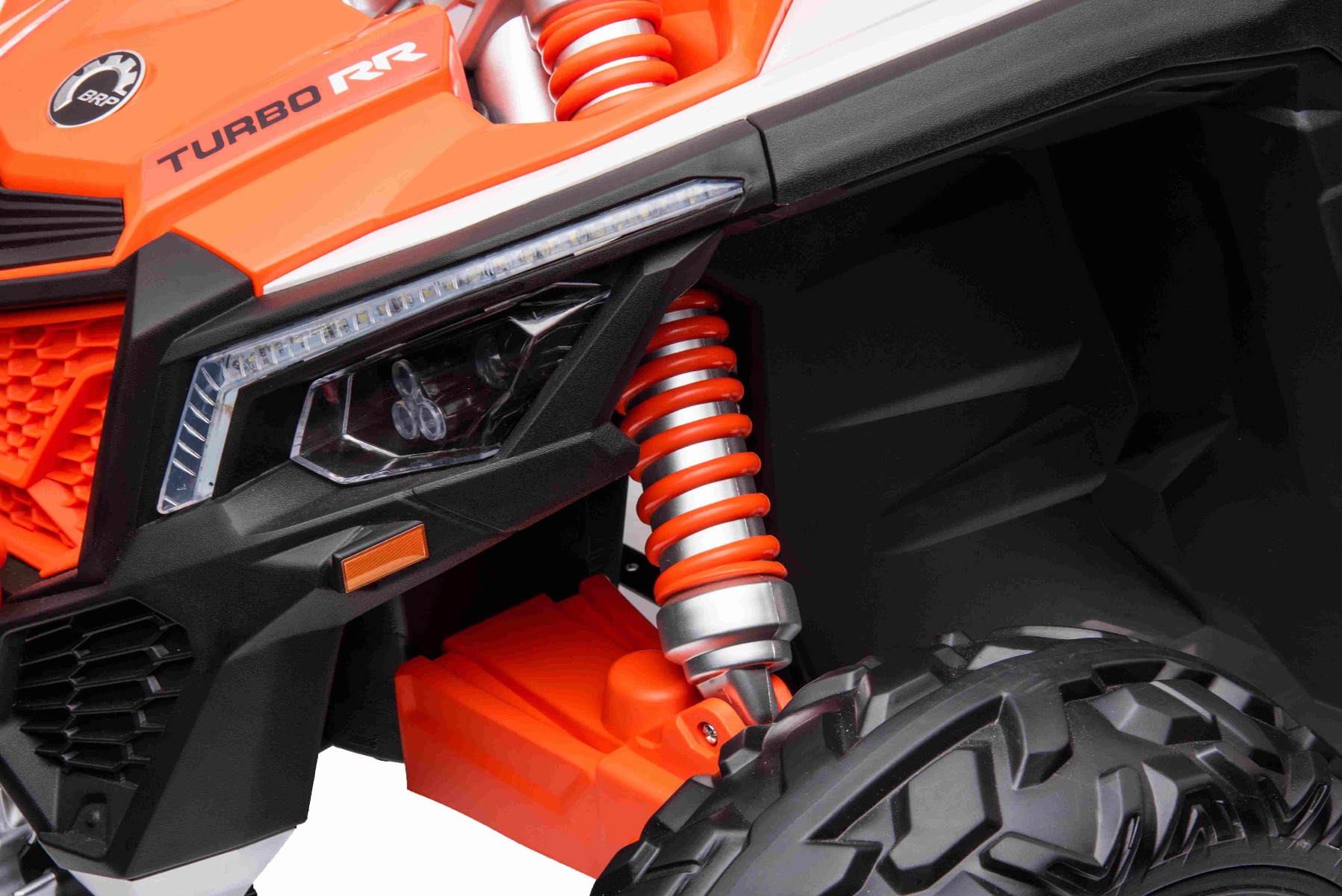 Mașină electrică copii Can-am Maverick 24V, portocaliu, cu două locuri, suspensie spate, telecomandă 2,4 Ghz, Baterie litiu portabilă, 4 motoare de 200 W, roți EVA, scaune din piele, player MP3 cu intrare USB/SD, model cu licență - imagine 21