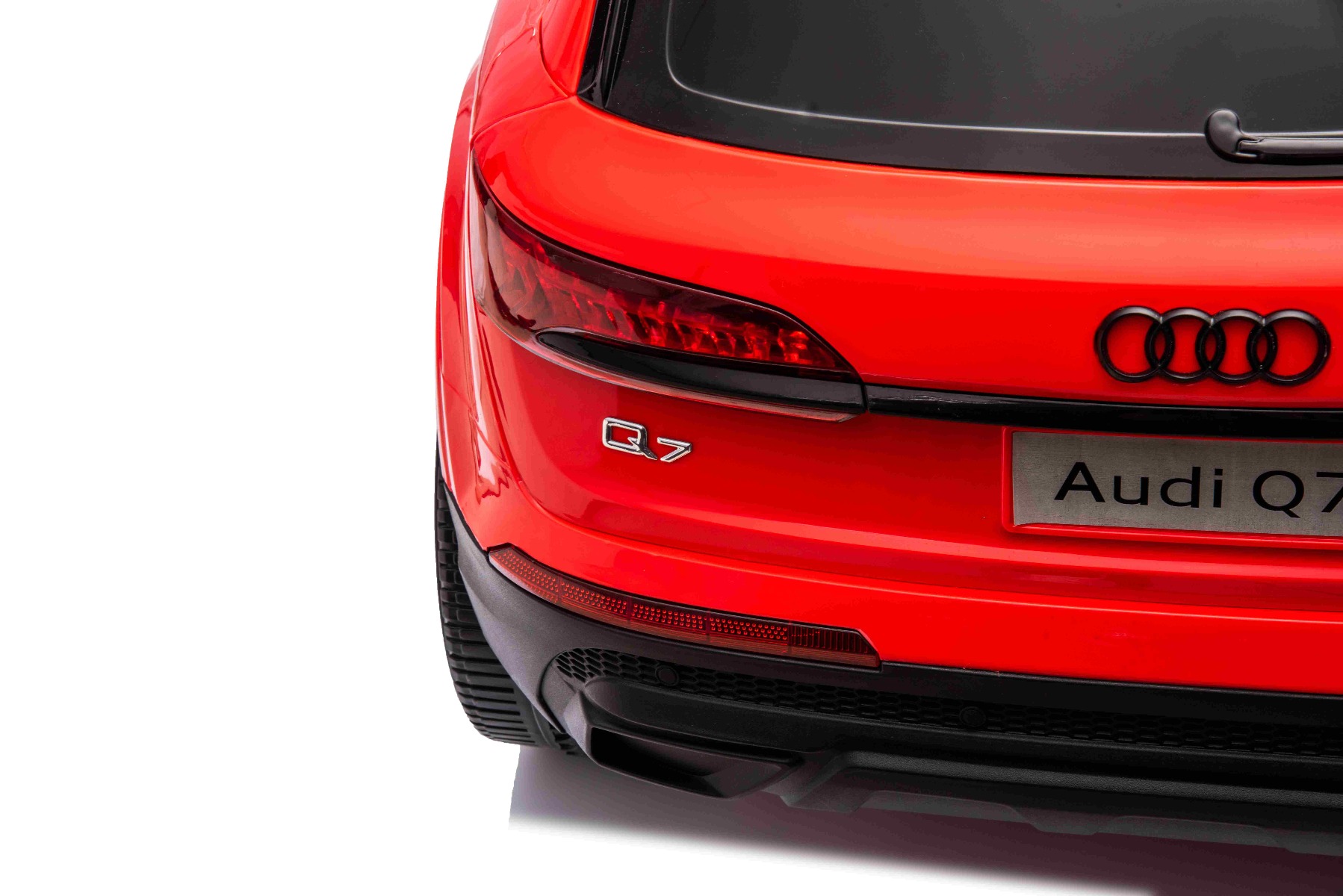 Mașină electrică de jucărie Audi Q7 roșu, 1 loc, suspensie independentă, baterie 12V, telecomandă, 2 motoare de 35 W, lumini LED, intrare USB/AUX pe MP3 player, model cu licență - imagine 11