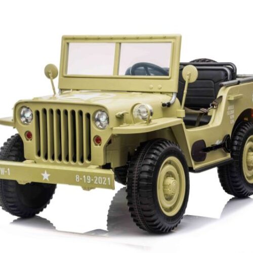 Mașinuță electrică pentru copii SUA ARMY-4X4, cu trei locuri, MP3 Player cu intrare USB / SD, suspensie integrală, lumini LED, parbriz pliabil, baterie portabilă 12V14AH, roți EVA, scaune din piele, telecomandă de 2,4 GHz, 4×4