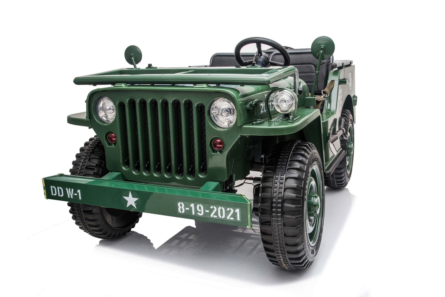Mașinuță electrică pentru copii SUA ARMY-4X4, Verde, cu trei locuri, MP3 Player cu intrare USB / SD, suspensie integrală, lumini LED, parbriz pliabil, baterie portabilă 12V14AH, roți EVA, scaune din piele, telecomandă de 2,4 GHz, 4x4 - imagine 24