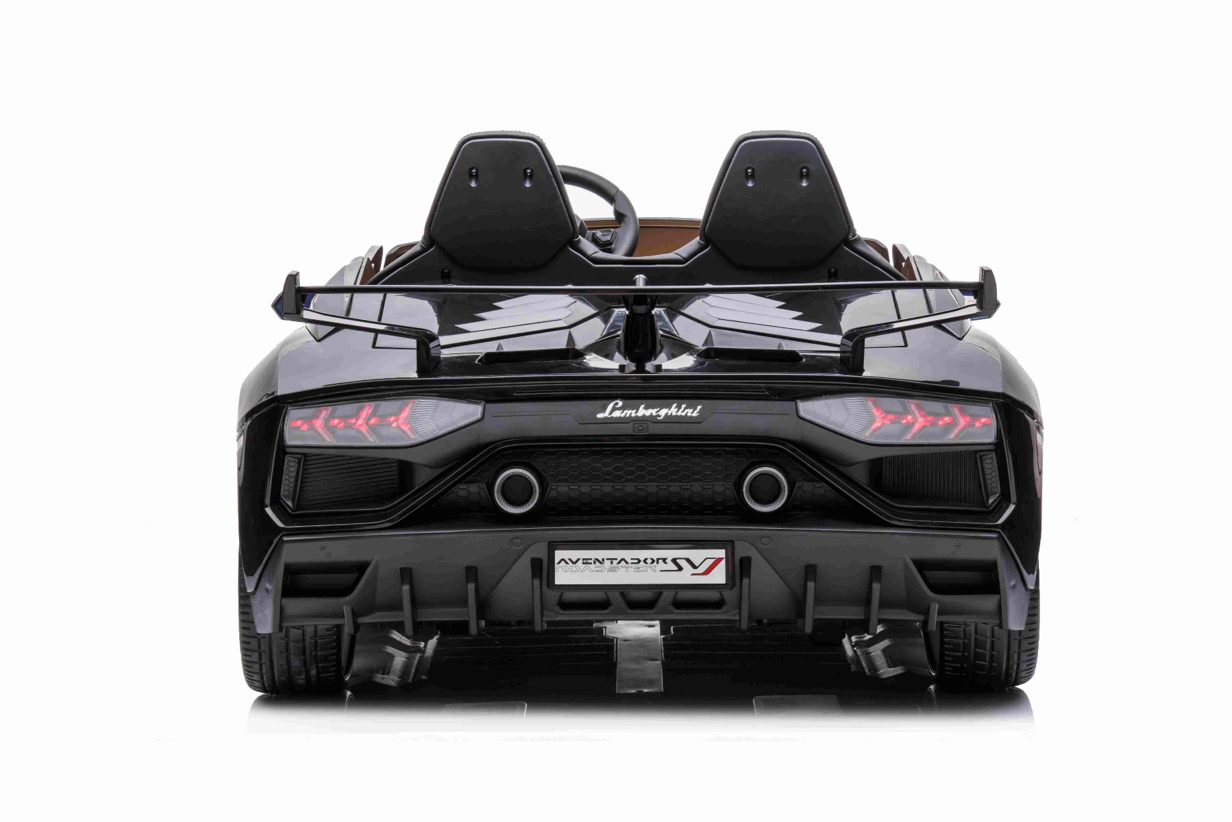 Mașină electrică copii Lamborghini Aventador 24V două locuri, caroserie lăcuită negru, 2.4 GHz DO, scaune moi din PU, afișaj LCD, suspensie, uși cu deschidere verticală, roți EVA moi, MOTOR 2 X 45W, licență ORIGINALĂ - imagine 4
