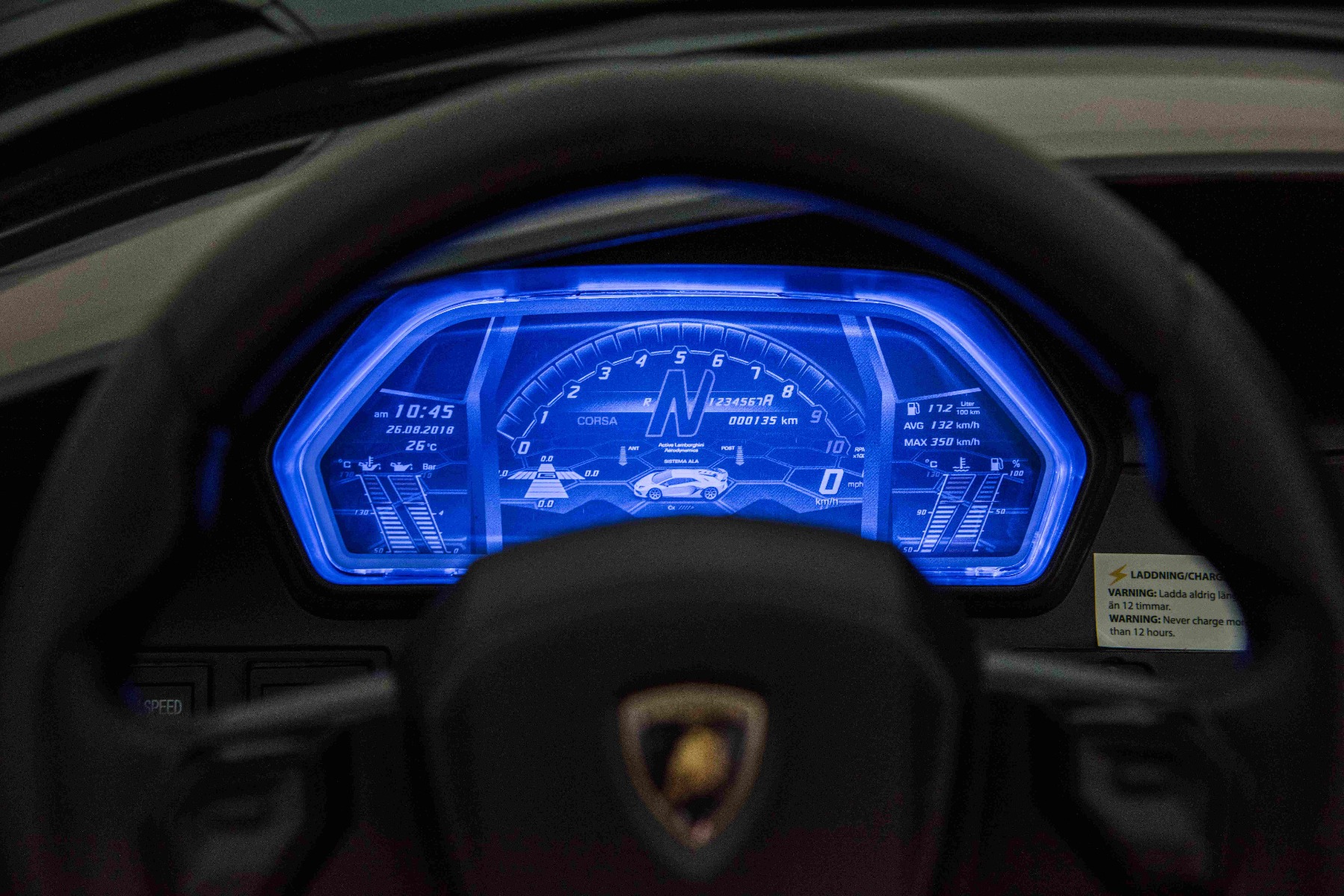Mașină electrică copii Lamborghini Aventador 24V două locuri, caroserie lăcuită negru, 2.4 GHz DO, scaune moi din PU, afișaj LCD, suspensie, uși cu deschidere verticală, roți EVA moi, MOTOR 2 X 45W, licență ORIGINALĂ - imagine 20
