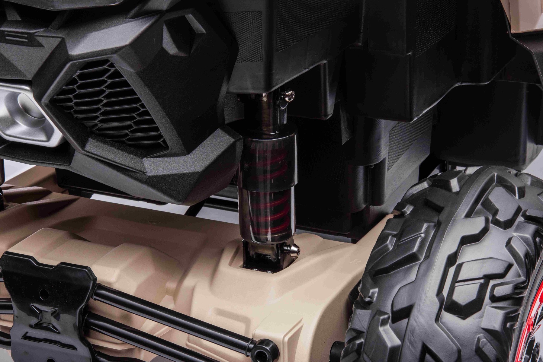 Mașină electrică copii Can-am Maverick 24V, portocaliu, cu două locuri, suspensie spate, telecomandă 2,4 Ghz, Baterie litiu portabilă, 4 motoare de 200 W, roți EVA, scaune din piele, player MP3 cu intrare USB/SD, model cu licență - imagine 37