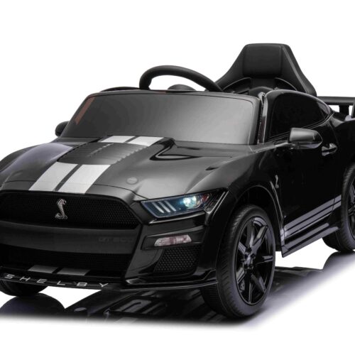 Mașină electrică copii Ford Shelby Mustang GT 500 Cobra, negru, telecomandă 2,4 GHz, intrare USB, lumini LED, motor 2 x 30 W, licență ORIGINALĂ