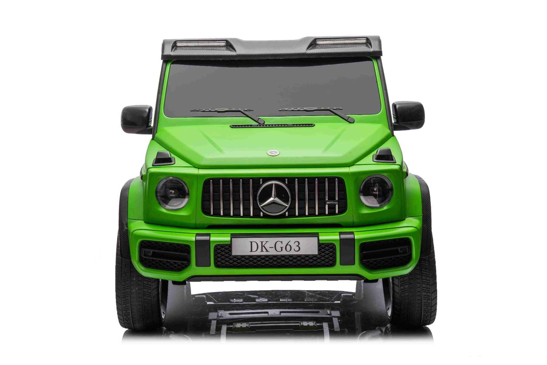 Mașină electrică Mercedes-Benz G63 AMG 4x4, Cu două locuri, 24V, vopsit verde, MP4 Player cu intrare USB/AUX, tracțiune 4x4, Baterie 24V/7Ah, 4 motoare 200W, Roți EVA cu suspensie, Scaune din piele, Telecomandă, Model cu licență