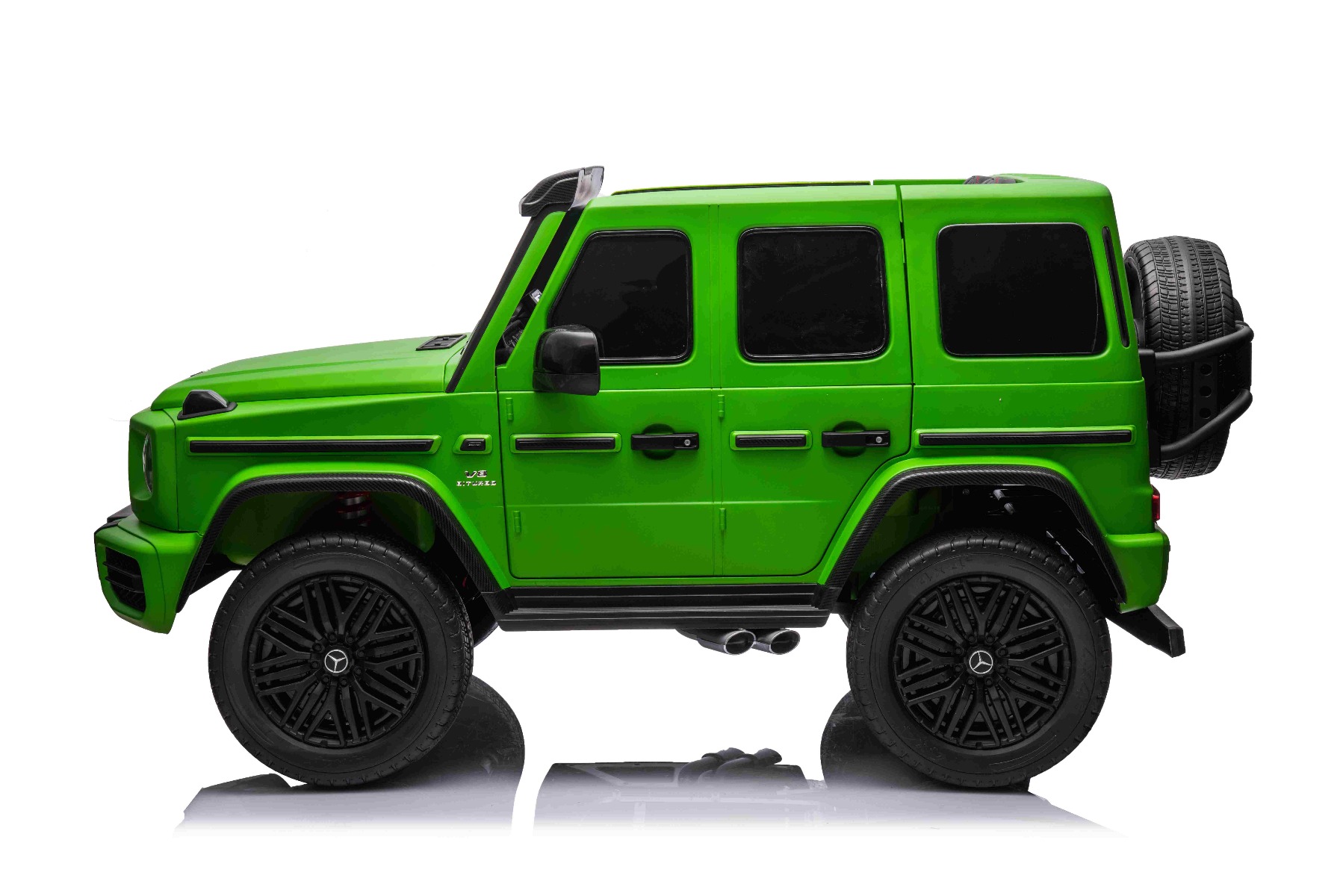 Mașină electrică Mercedes-Benz G63 AMG 4x4, Cu două locuri, 24V, vopsit verde, MP4 Player cu intrare USB/AUX, tracțiune 4x4, Baterie 24V/7Ah, 4 motoare 200W, Roți EVA cu suspensie, Scaune din piele, Telecomandă, Model cu licență - imagine 2