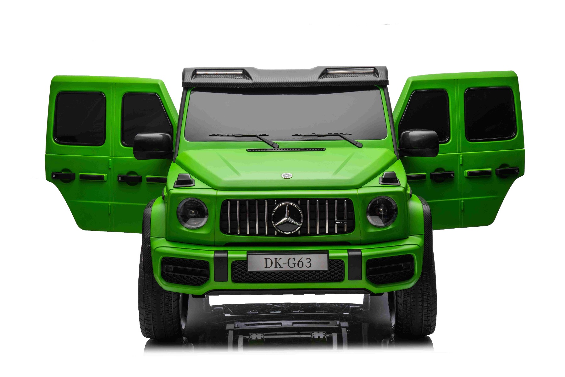 Mașină electrică Mercedes-Benz G63 AMG 4x4, Cu două locuri, 24V, vopsit verde, MP4 Player cu intrare USB/AUX, tracțiune 4x4, Baterie 24V/7Ah, 4 motoare 200W, Roți EVA cu suspensie, Scaune din piele, Telecomandă, Model cu licență - imagine 7