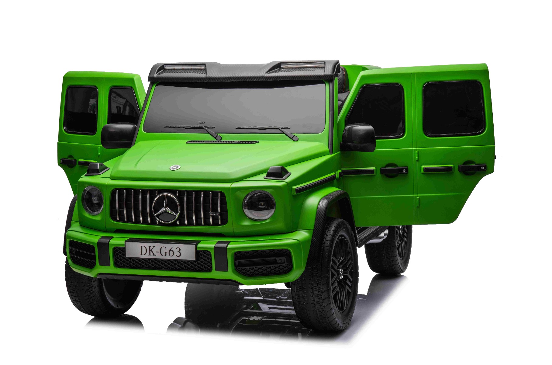 Mașină electrică Mercedes-Benz G63 AMG 4x4, Cu două locuri, 24V, vopsit verde, MP4 Player cu intrare USB/AUX, tracțiune 4x4, Baterie 24V/7Ah, 4 motoare 200W, Roți EVA cu suspensie, Scaune din piele, Telecomandă, Model cu licență - imagine 8