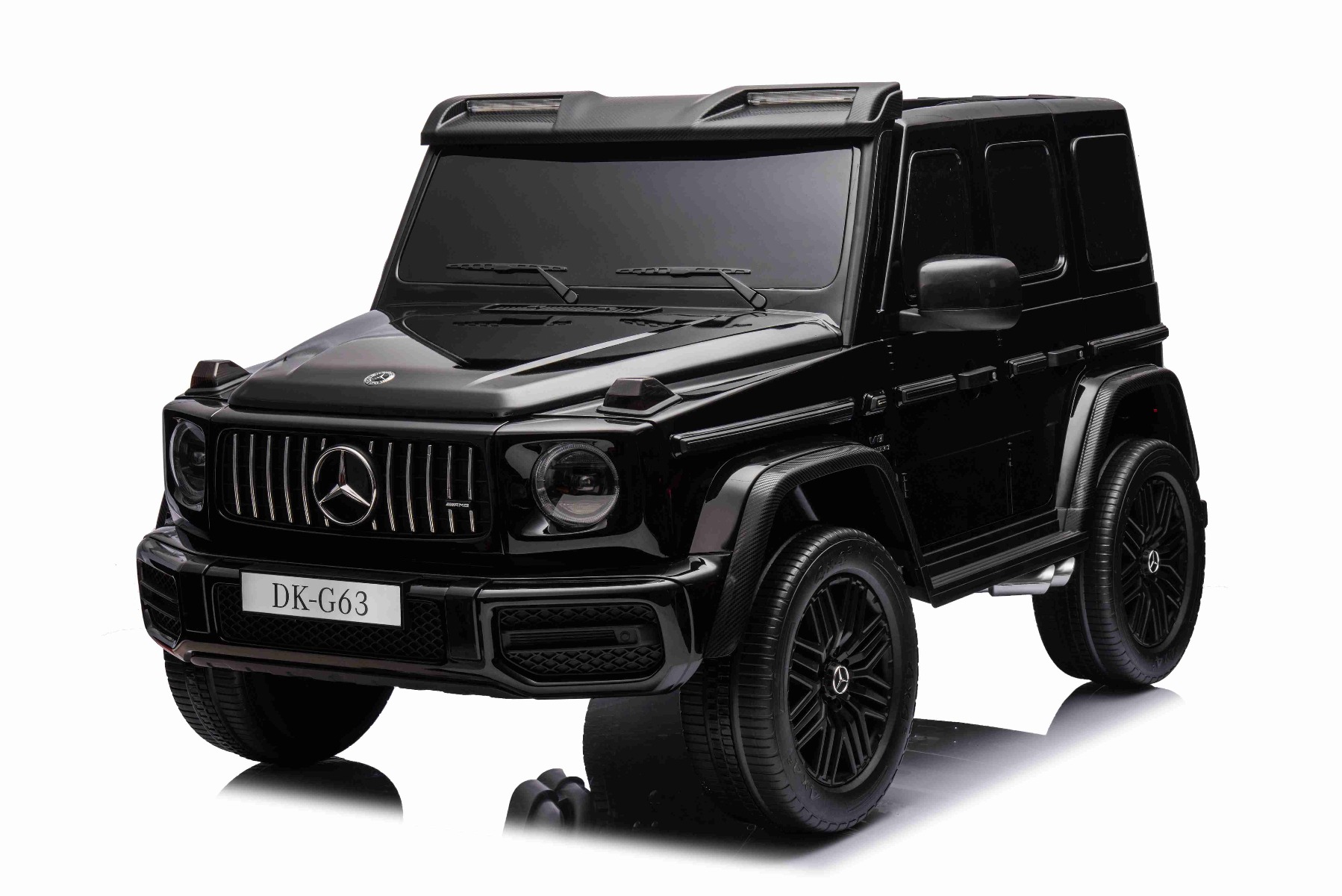 Mașină electrică Mercedes-Benz G63 AMG 4x4 cu două locuri 12V, negru, MP3 Player cu intrare USB/AUX, tracțiune 4x4, baterie 12V14Ah, roți EVA cu suspensie, scaune din piele, telecomandă, licențiat - imagine 2