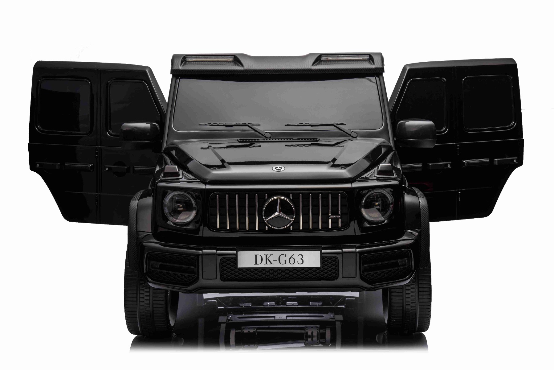 Mașină electrică Mercedes-Benz G63 AMG 4x4 cu două locuri 12V, negru, MP3 Player cu intrare USB/AUX, tracțiune 4x4, baterie 12V14Ah, roți EVA cu suspensie, scaune din piele, telecomandă, licențiat - imagine 7