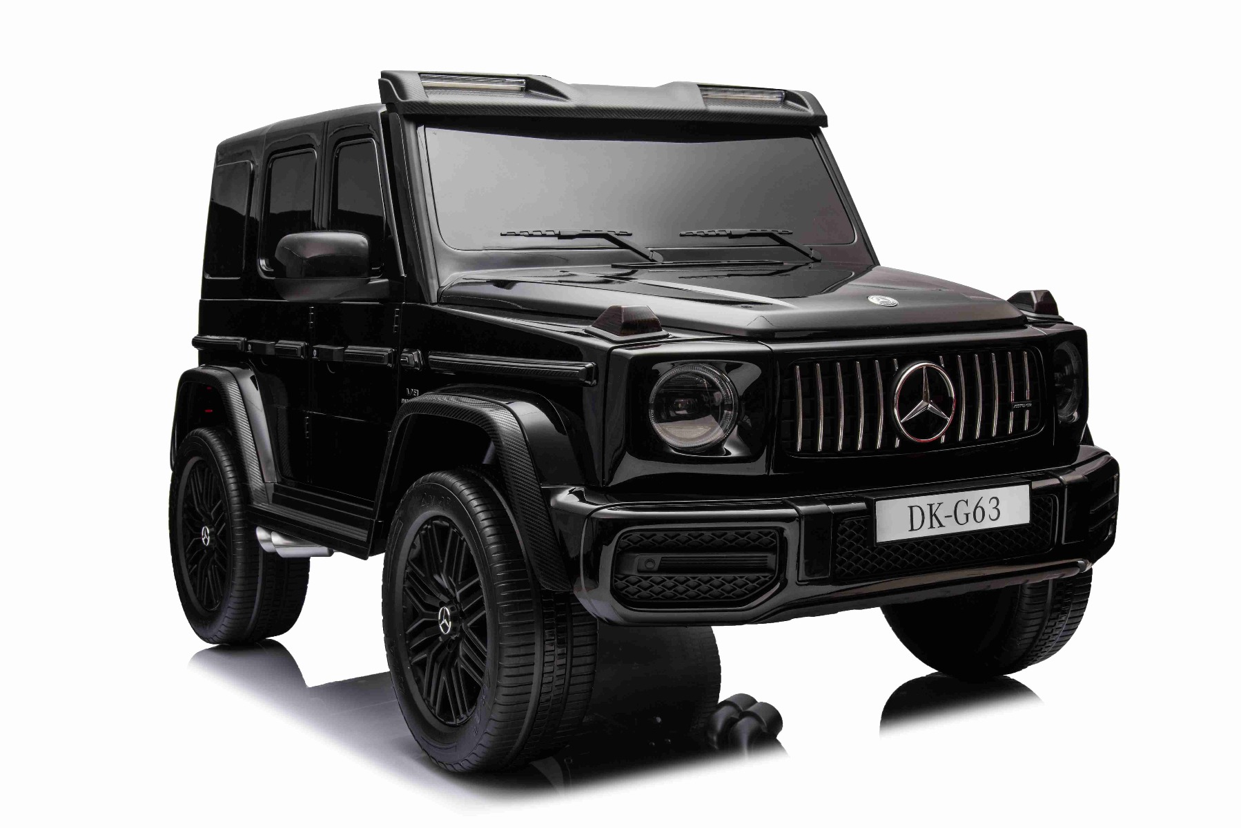 Mașină electrică Mercedes-Benz G63 AMG 4x4 cu două locuri 12V, negru, MP3 Player cu intrare USB/AUX, tracțiune 4x4, baterie 12V14Ah, roți EVA cu suspensie, scaune din piele, telecomandă, licențiat - imagine 11