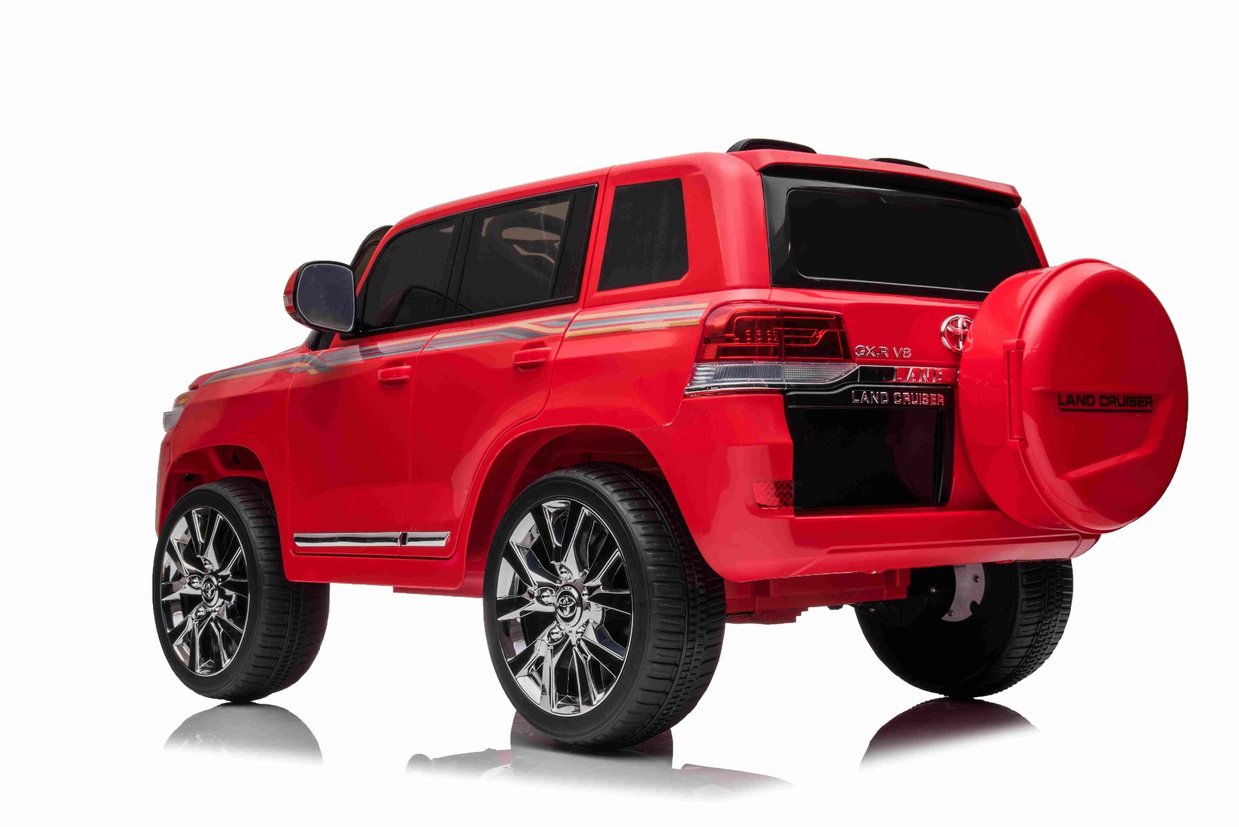 Mașină electrică de jucărie Toyota Landcruiser 12V, roșu, scaun din piele, telecomandă 2,4 GHz, intrare USB / AUX, suspensie, baterie 12 V, roți moi EVA, MOTOR 2 X 35 W, licență ORIGINALĂ - imagine 7
