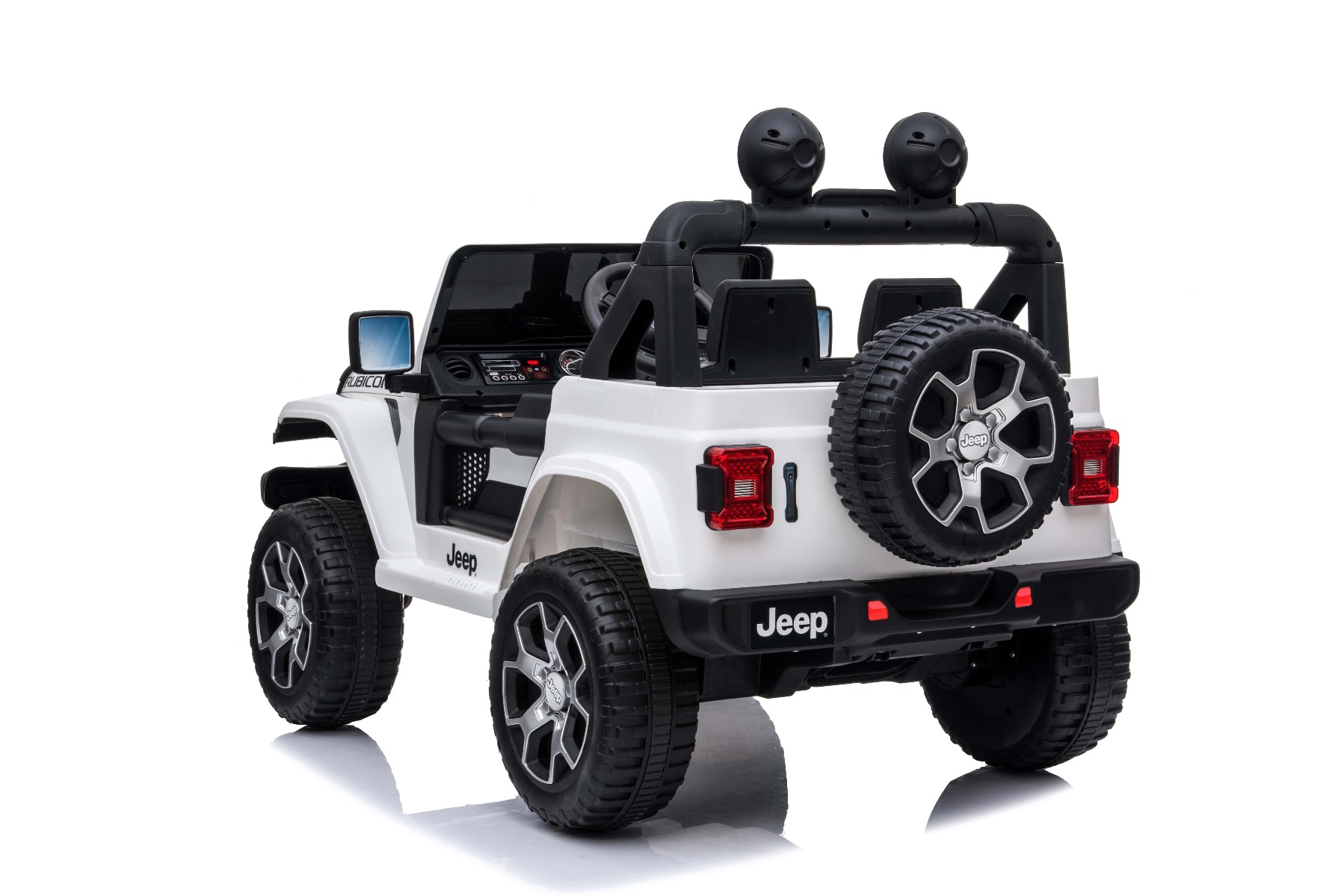 Mașinuță electrică pentru copii JEEP Wrangler, Alb, scaun din piele, Radio cu intrare Bluetooth și USB, unitate 4x4, baterie cu litiu, roți EVA, suspensii spate, telecomandă de 2,4 GHz, comutator funcție telecomandă/ pedală, licențiat - imagine 3