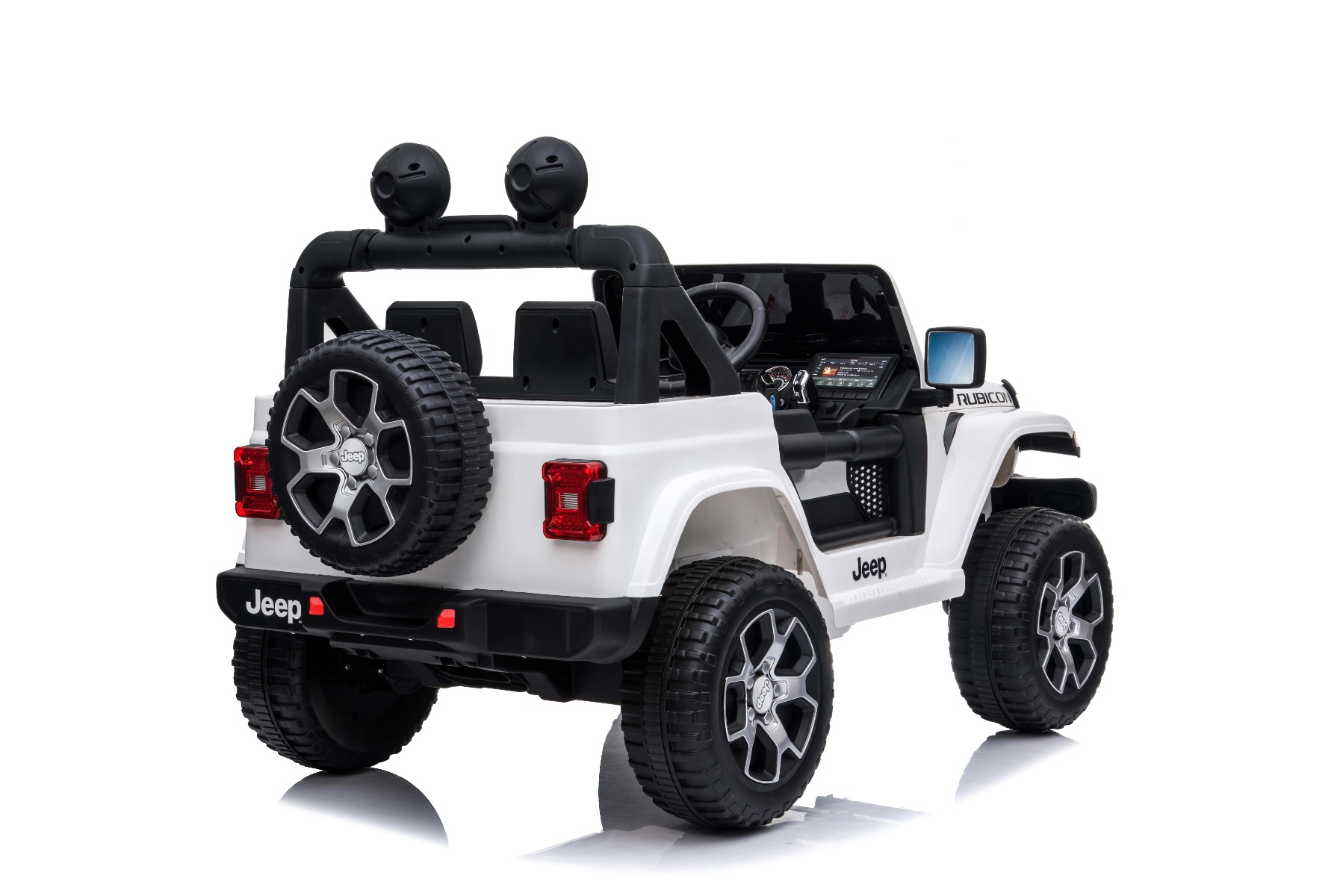 Mașinuță electrică pentru copii JEEP Wrangler, Alb, scaun din piele, Radio cu intrare Bluetooth și USB, unitate 4x4, baterie cu litiu, roți EVA, suspensii spate, telecomandă de 2,4 GHz, comutator funcție telecomandă/ pedală, licențiat - imagine 5