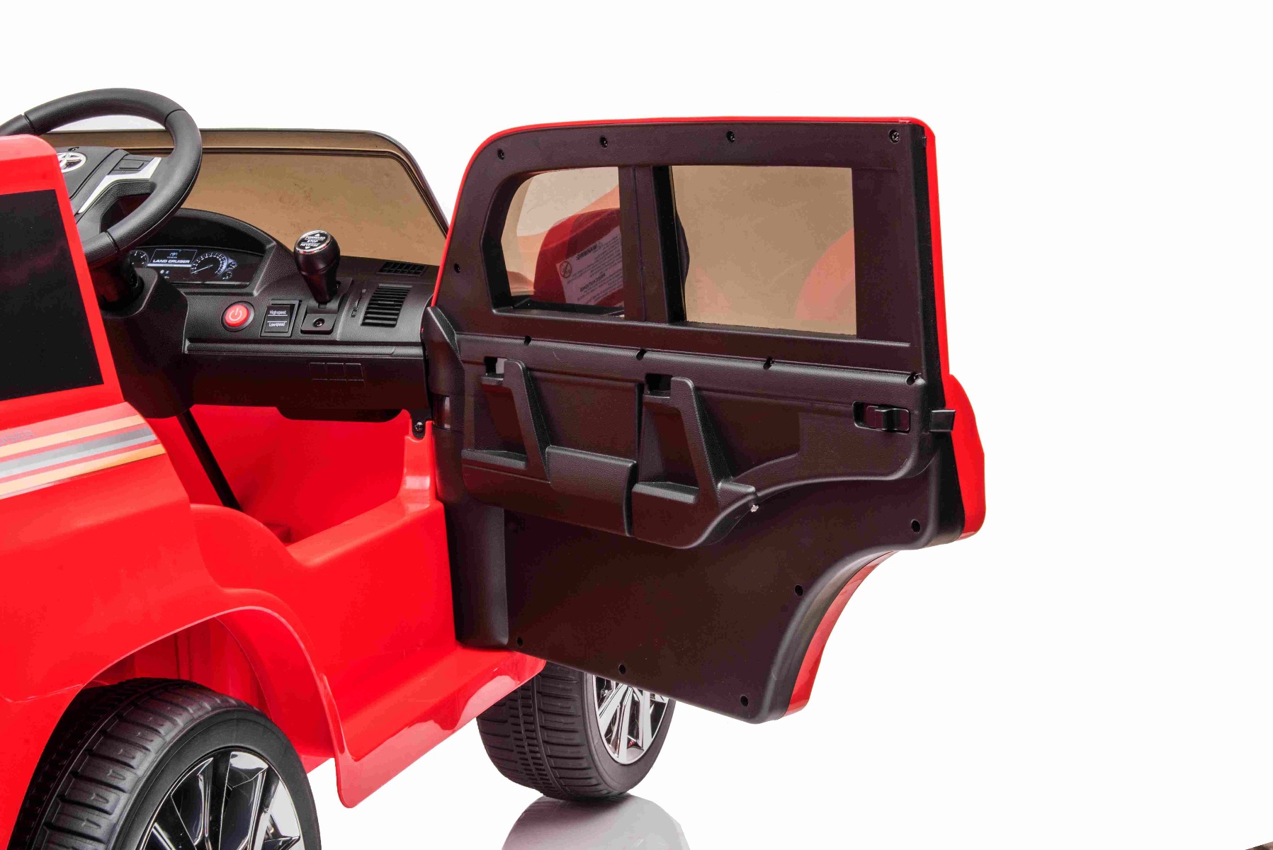 Mașină electrică de jucărie Toyota Landcruiser 12V, roșu, scaun din piele, telecomandă 2,4 GHz, intrare USB / AUX, suspensie, baterie 12 V, roți moi EVA, MOTOR 2 X 35 W, licență ORIGINALĂ - imagine 11