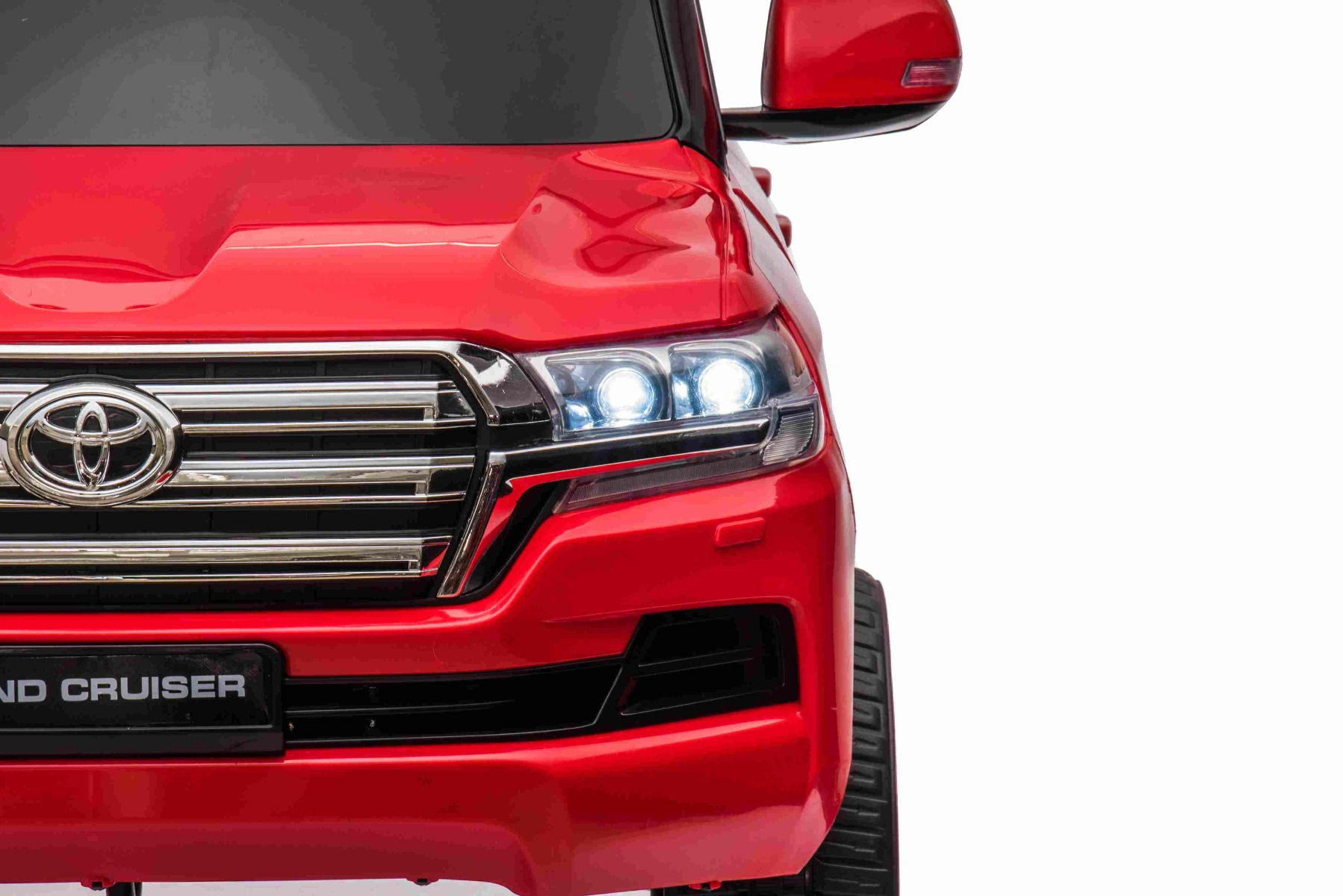 Mașină electrică de jucărie Toyota Landcruiser 12V, roșu, scaun din piele, telecomandă 2,4 GHz, intrare USB / AUX, suspensie, baterie 12 V, roți moi EVA, MOTOR 2 X 35 W, licență ORIGINALĂ - imagine 12