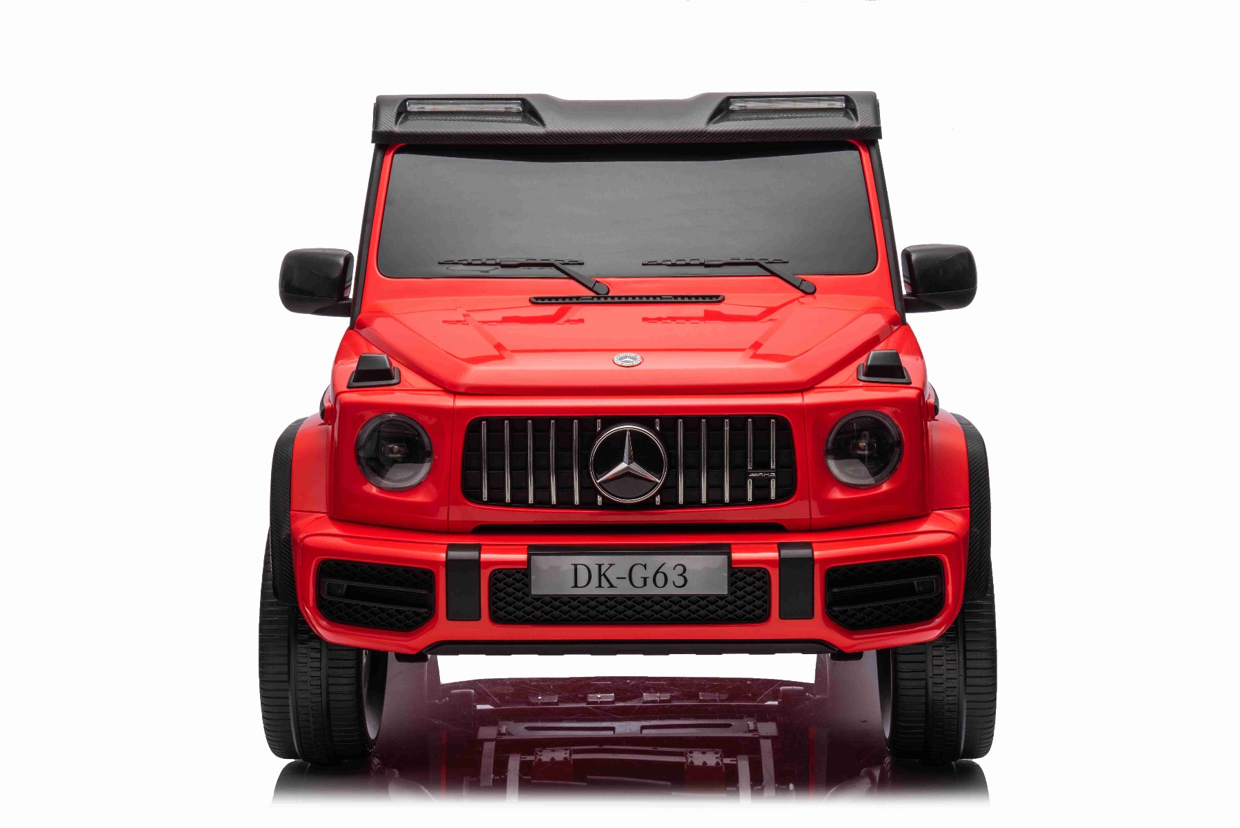 Mașină electrică Mercedes-Benz G63 AMG 4x4 cu două locuri 12V, roșu, MP3 Player cu intrare USB/AUX, tracțiune 4x4, baterie 12V14Ah, roți EVA cu suspensie, scaune din piele, telecomandă, licențiat