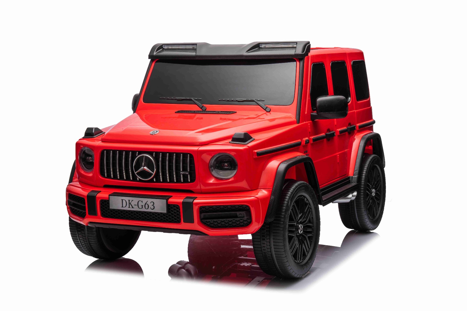 Mașină electrică Mercedes-Benz G63 AMG 4x4 cu două locuri 12V, roșu, MP3 Player cu intrare USB/AUX, tracțiune 4x4, baterie 12V14Ah, roți EVA cu suspensie, scaune din piele, telecomandă, licențiat - imagine 2