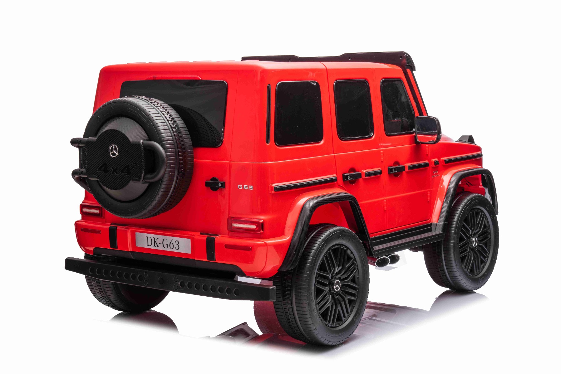 Mașină electrică Mercedes-Benz G63 AMG 4x4 cu două locuri 12V, roșu, MP3 Player cu intrare USB/AUX, tracțiune 4x4, baterie 12V14Ah, roți EVA cu suspensie, scaune din piele, telecomandă, licențiat - imagine 6