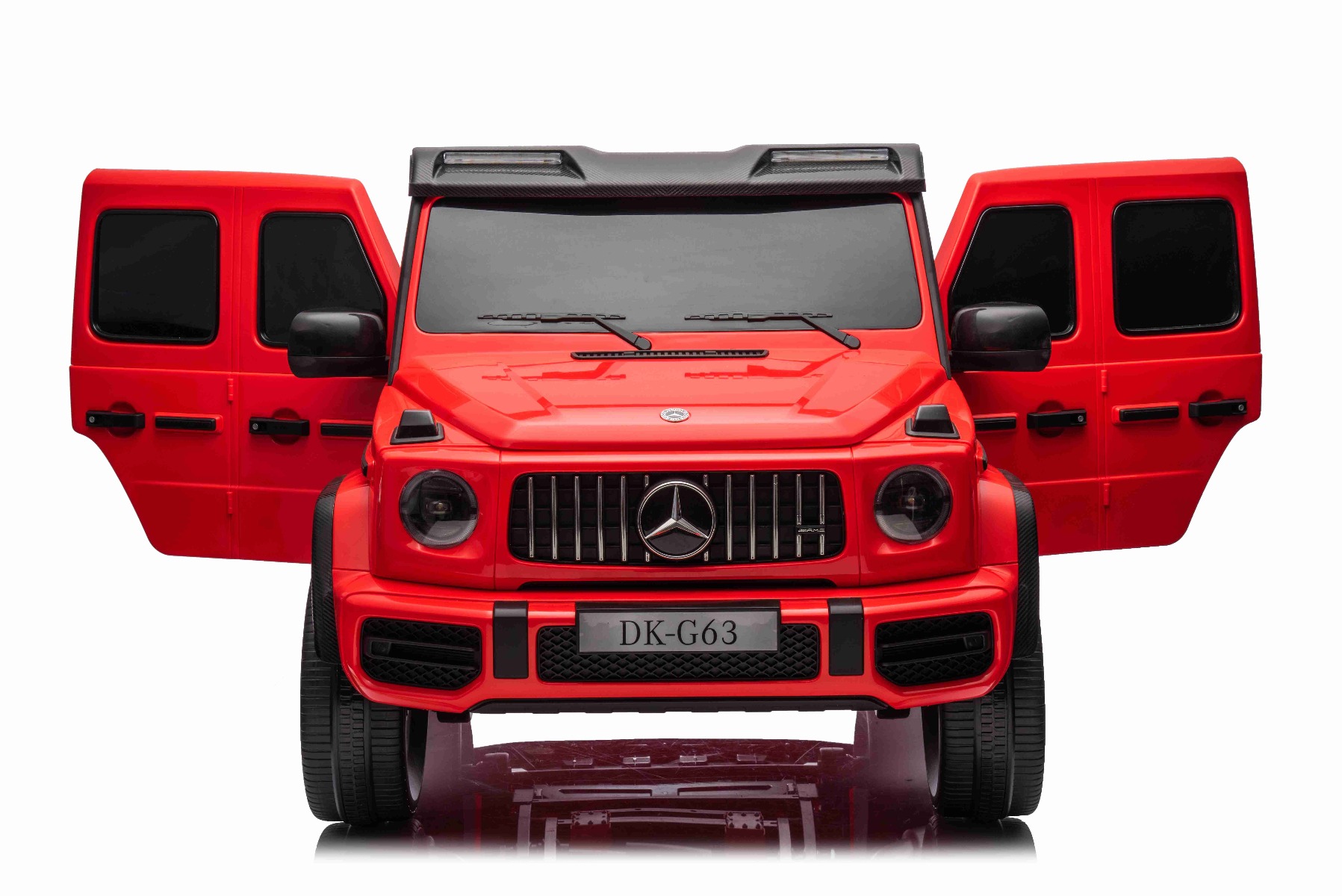 Mașină electrică Mercedes-Benz G63 AMG 4x4 cu două locuri 12V, roșu, MP3 Player cu intrare USB/AUX, tracțiune 4x4, baterie 12V14Ah, roți EVA cu suspensie, scaune din piele, telecomandă, licențiat - imagine 8