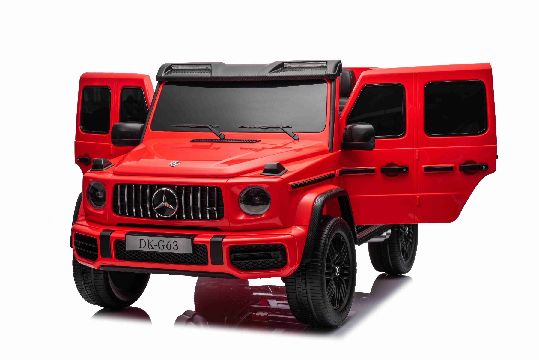 Mașină electrică Mercedes-Benz G63 AMG 4x4 cu două locuri 12V, roșu, MP3 Player cu intrare USB/AUX, tracțiune 4x4, baterie 12V14Ah, roți EVA cu suspensie, scaune din piele, telecomandă, licențiat - imagine 9