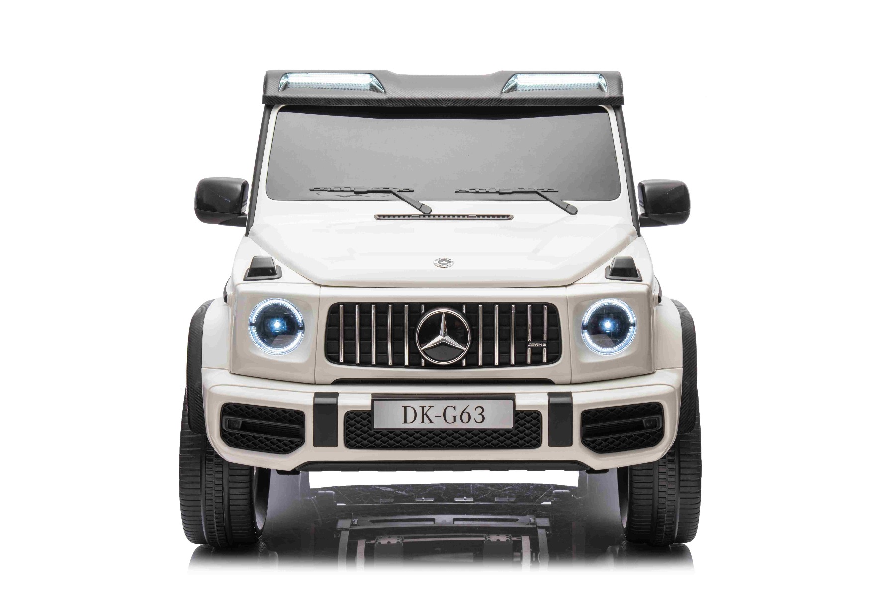 Mașină electrică Mercedes-Benz G63 AMG 4x4 cu două locuri 12V, alb, MP3 Player cu intrare USB/AUX, tracțiune 4x4, baterie 12V14Ah, roți EVA cu suspensie, scaune din piele, telecomandă, licențiat - imagine 10