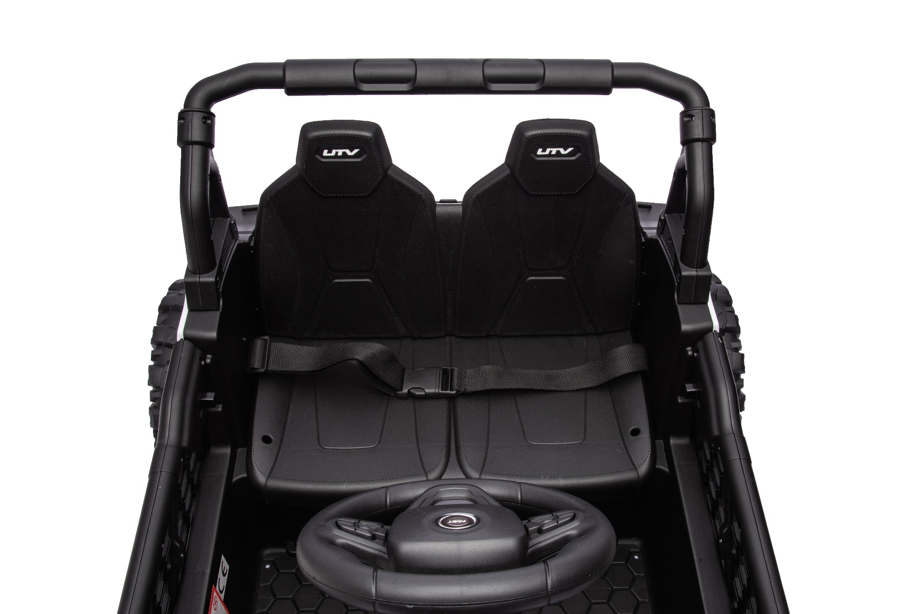 Mașină electrică copii UTV Small 12V, alb, Tracțiune spate, baterie 12V, Roți din plastic, banchetă dublă, Telecomandă 2,4 GHz, Un singur loc, MP3 player cu intrare USB/SD, Lumini LED - imagine 7