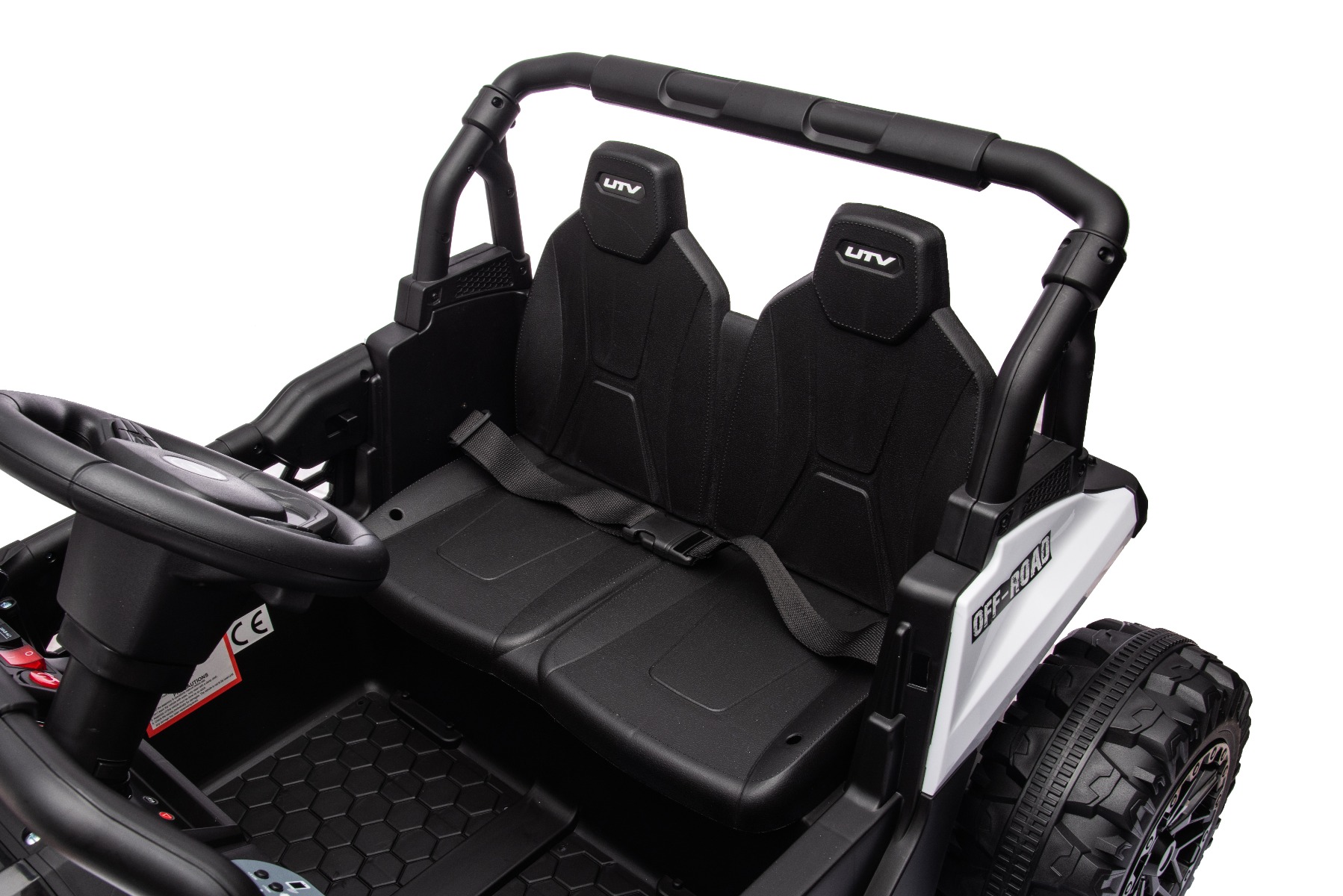 Mașină electrică copii UTV Small 12V, alb, Tracțiune spate, baterie 12V, Roți din plastic, banchetă dublă, Telecomandă 2,4 GHz, Un singur loc, MP3 player cu intrare USB/SD, Lumini LED - imagine 9