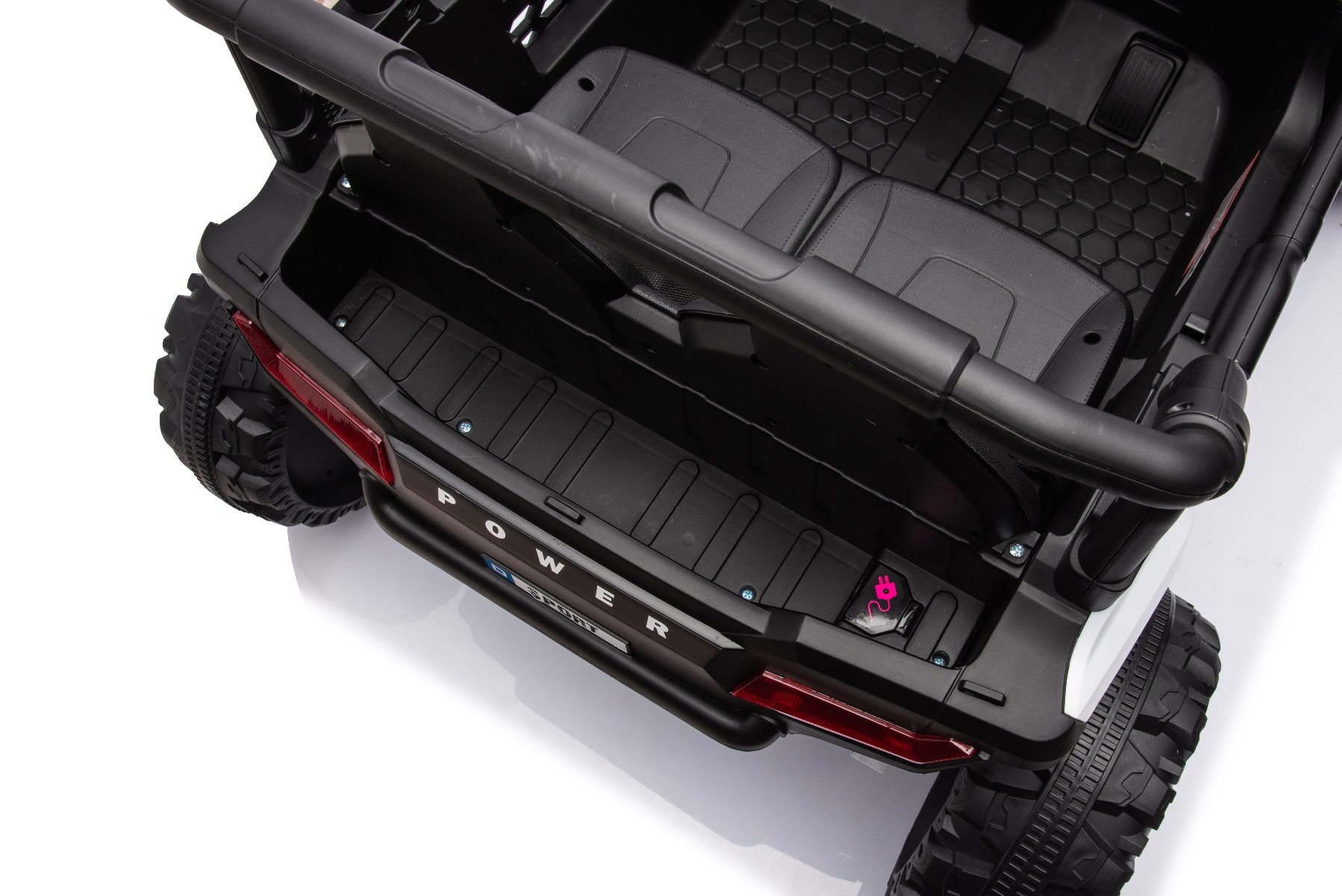 Mașină electrică copii UTV Small 12V, alb, Tracțiune spate, baterie 12V, Roți din plastic, banchetă dublă, Telecomandă 2,4 GHz, Un singur loc, MP3 player cu intrare USB/SD, Lumini LED - imagine 12