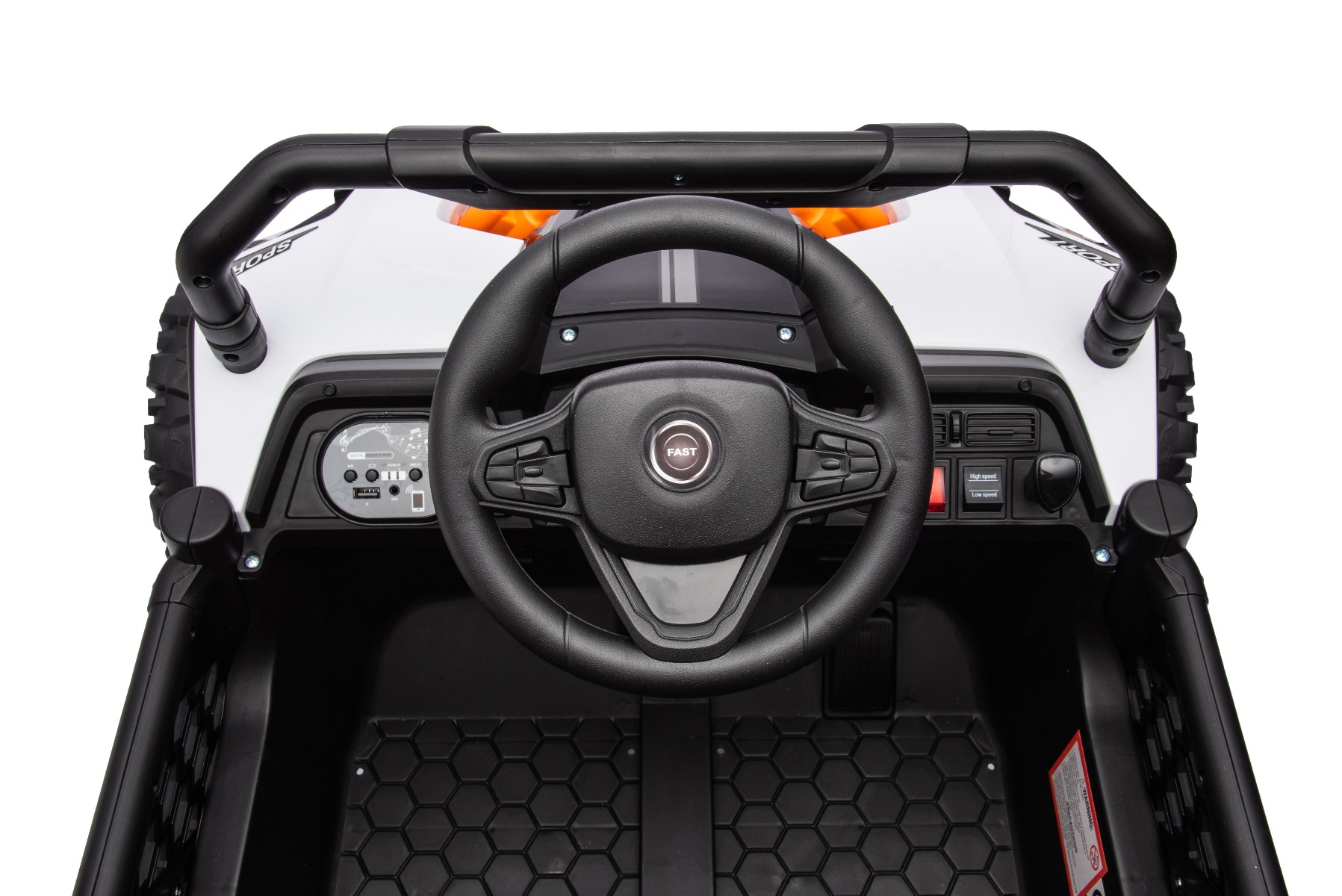 Mașină electrică copii UTV Small 12V, alb, Tracțiune spate, baterie 12V, Roți din plastic, banchetă dublă, Telecomandă 2,4 GHz, Un singur loc, MP3 player cu intrare USB/SD, Lumini LED - imagine 19